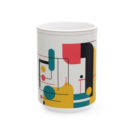 Modern Geometric Ceramic Mug - Perfect for Coffee Lovers