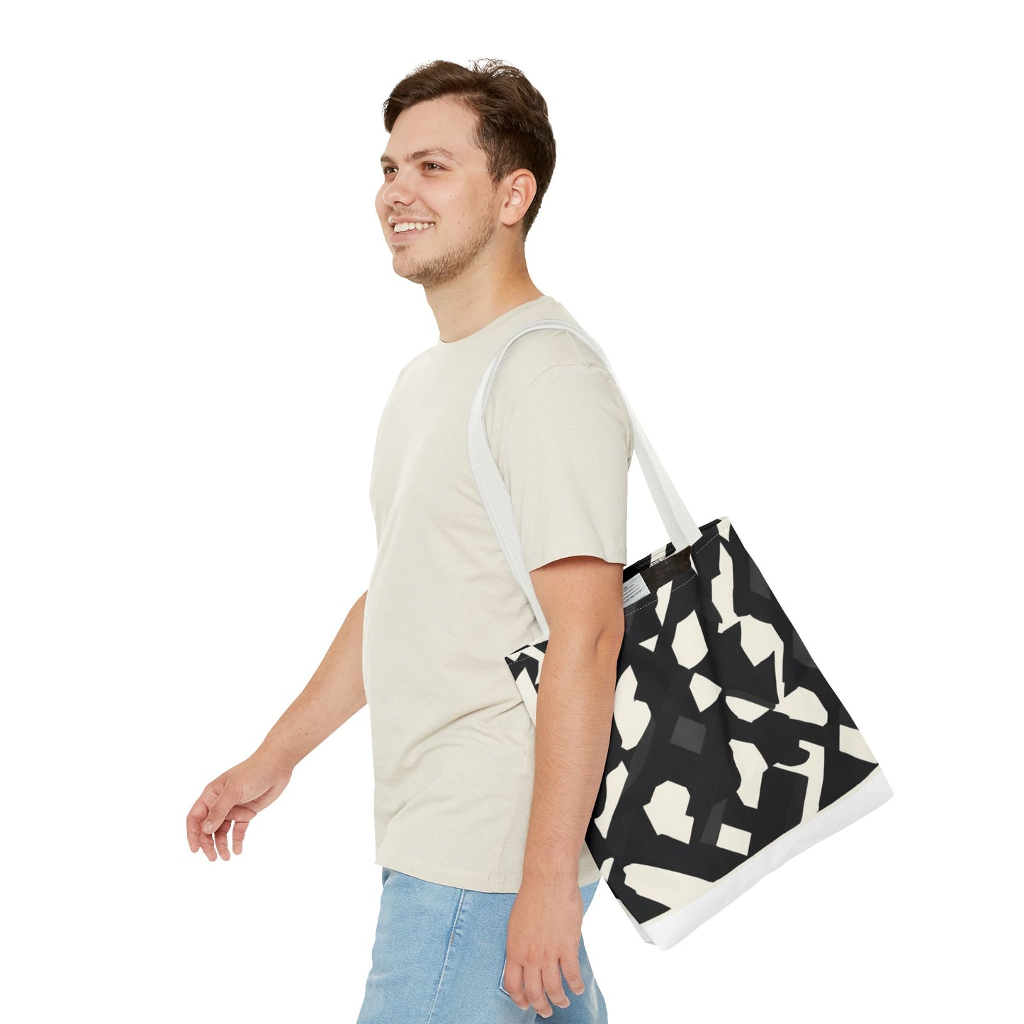 Modern Black and White Abstract Shopping Bag – Stylish, Versatile Carryall for Daily Use