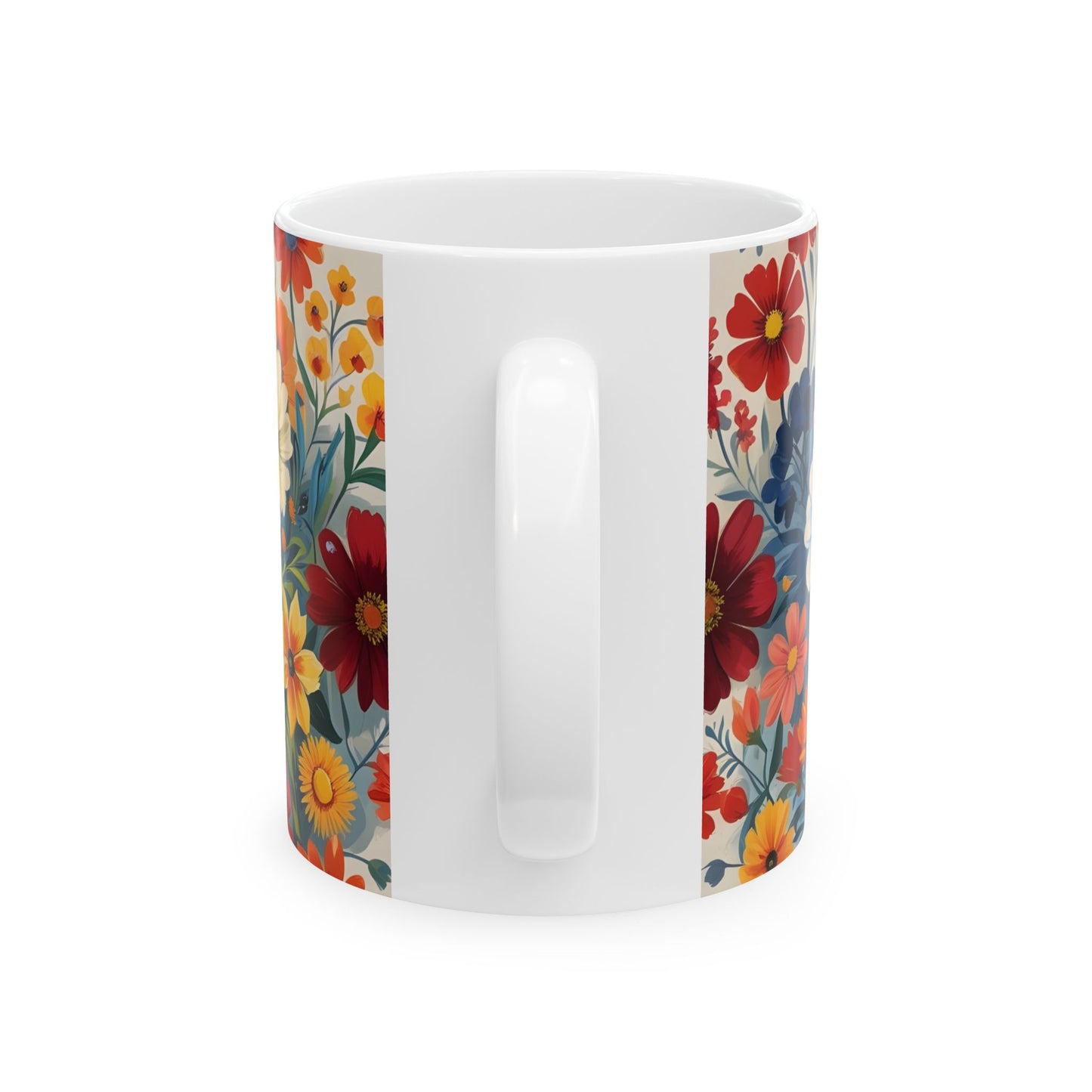 Vibrant Floral Ceramic Mug, Coffee Lover Gift, Home Decor, Tea Mug, Spring Kitchenware, Flower Design