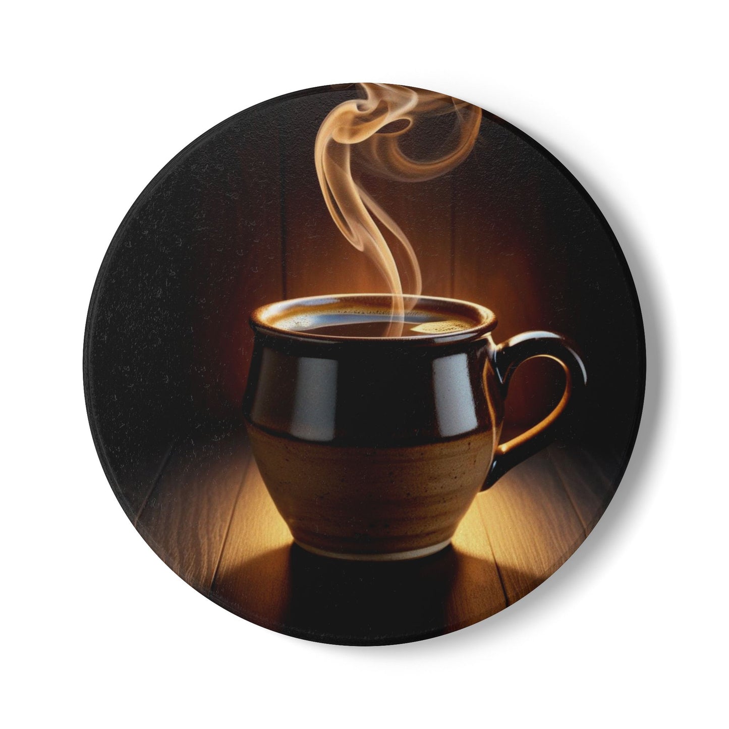 Rustic Ceramic Coaster with Coffee Steam Design - Perfect for Home Decor & Gifts