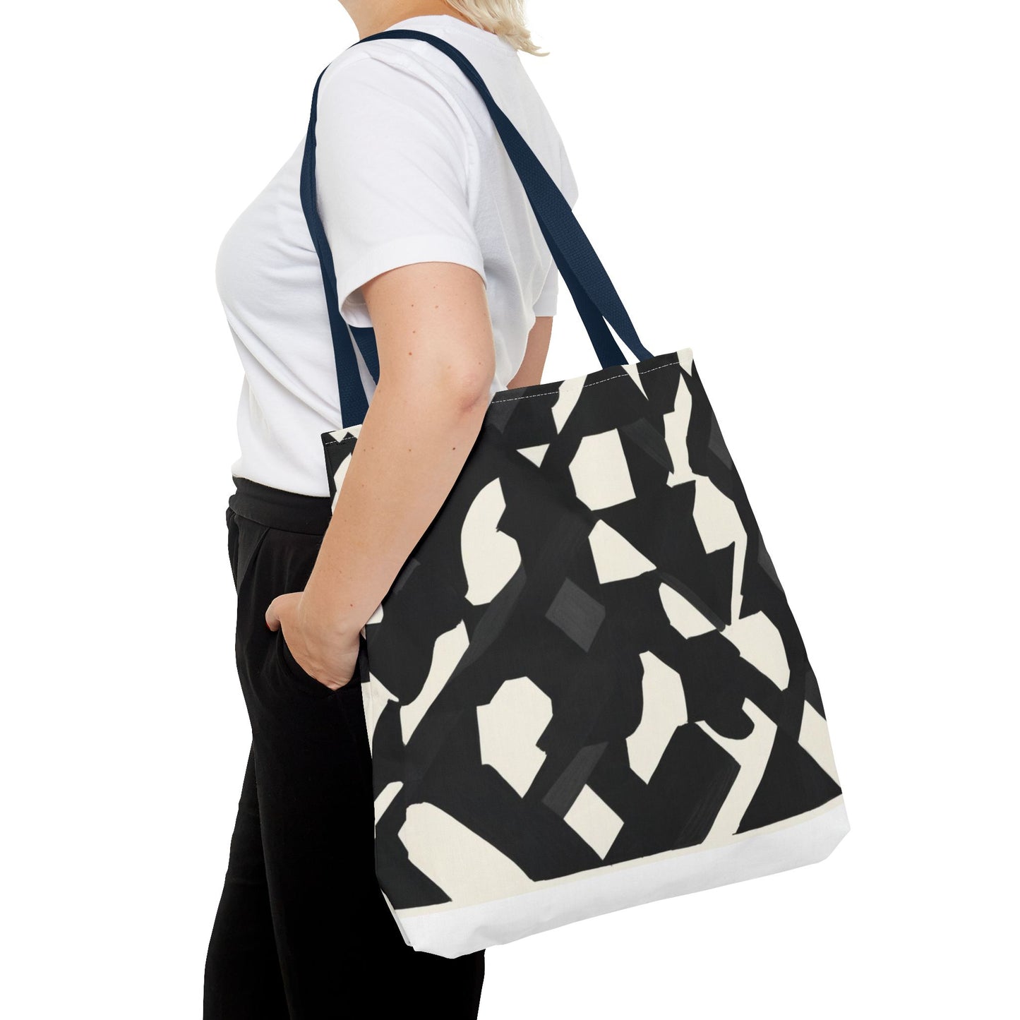 Modern Black and White Abstract Shopping Bag – Stylish, Versatile Carryall for Daily Use