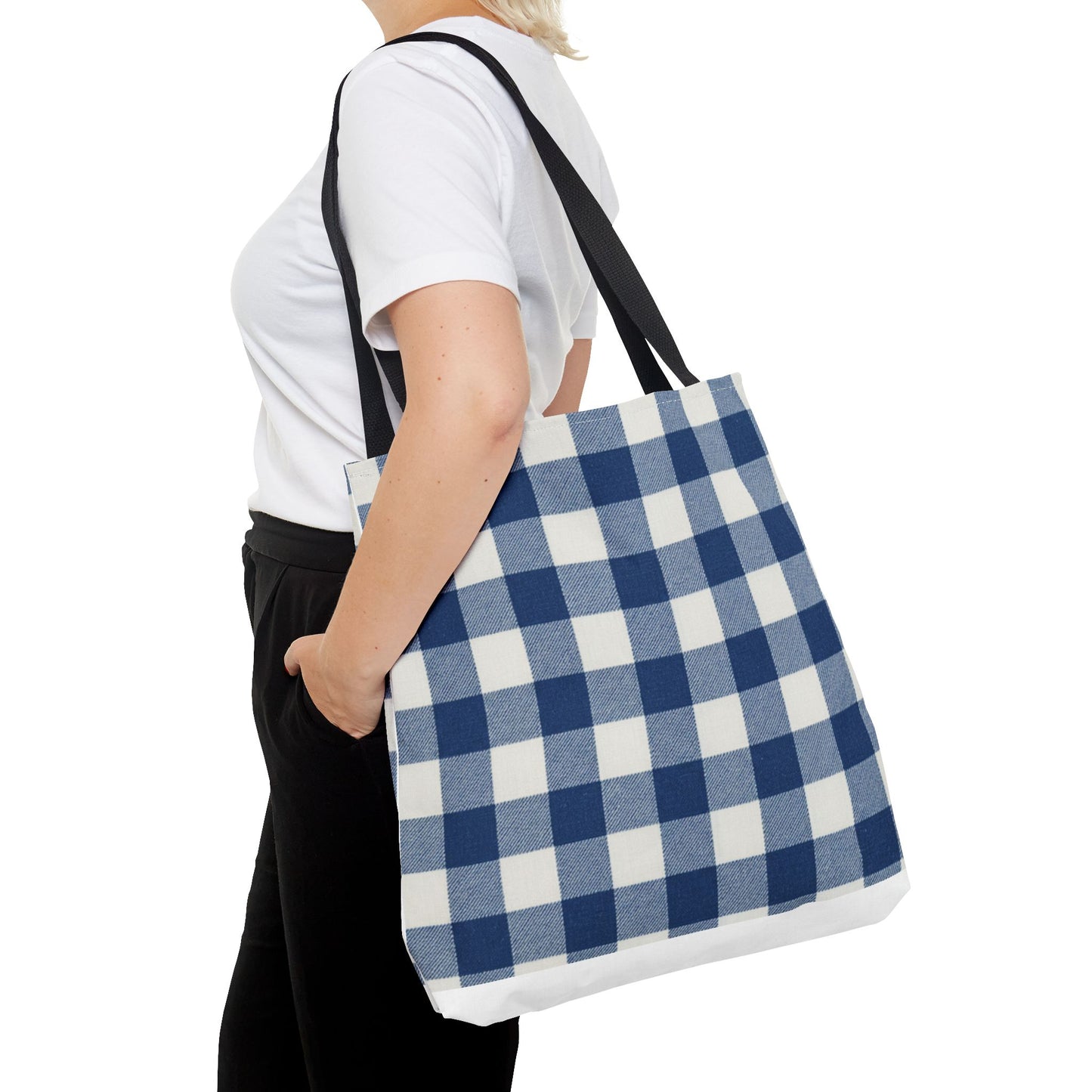 Stylish Blue Checkered Shopping Bag - Perfect for Everyday Use