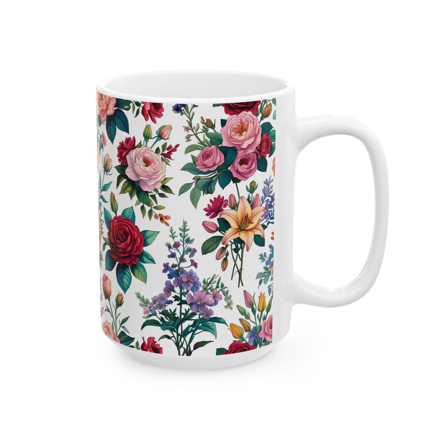 Floral Ceramic Mug - Perfect Gift, Coffee Mug, Tea Lover’s Gift, Kitchen Decor, Birthday Present, Home Office