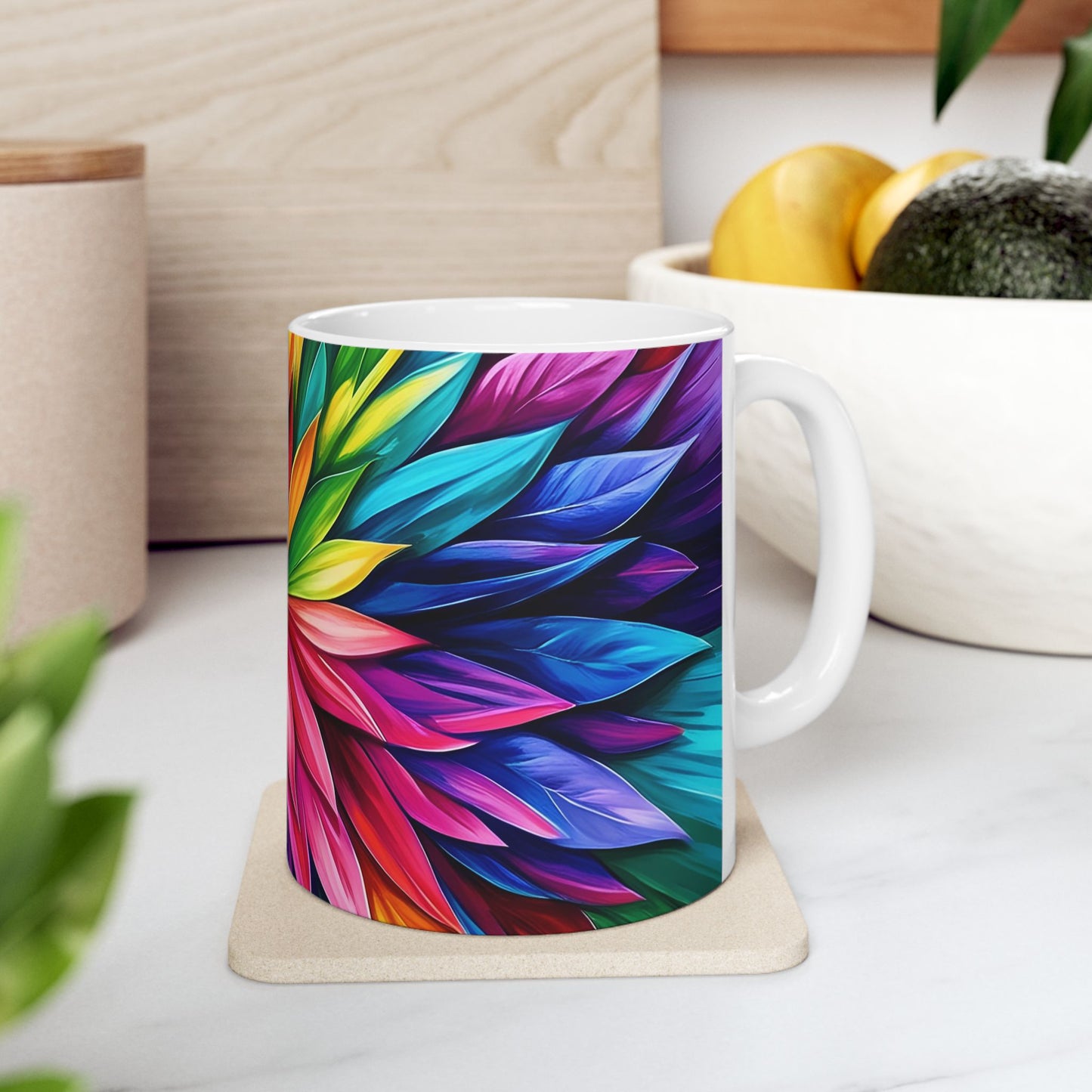 Vibrant Floral Ceramic Mug - Colorful Coffee Cup for Home & Office