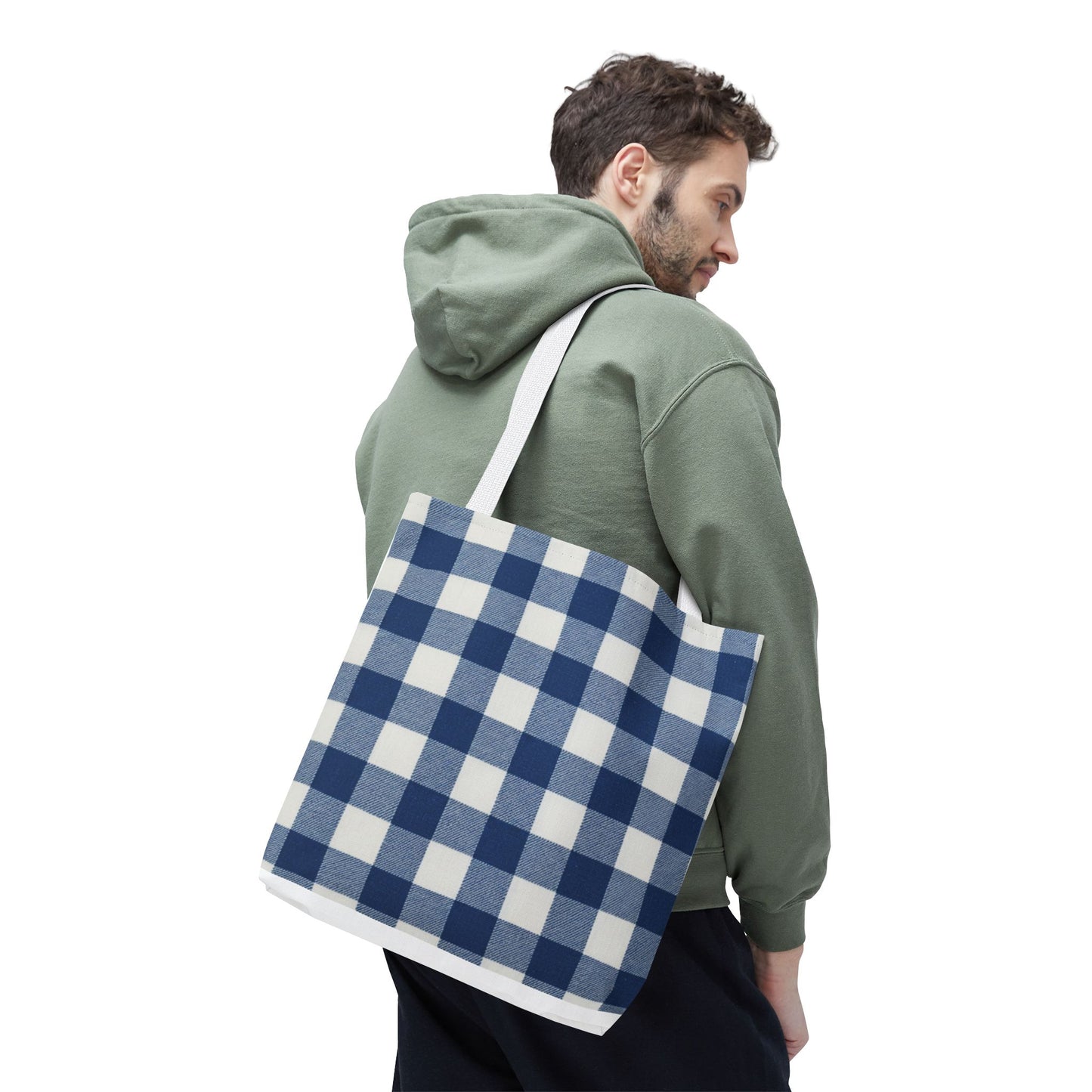 Stylish Blue Checkered Shopping Bag - Perfect for Everyday Use