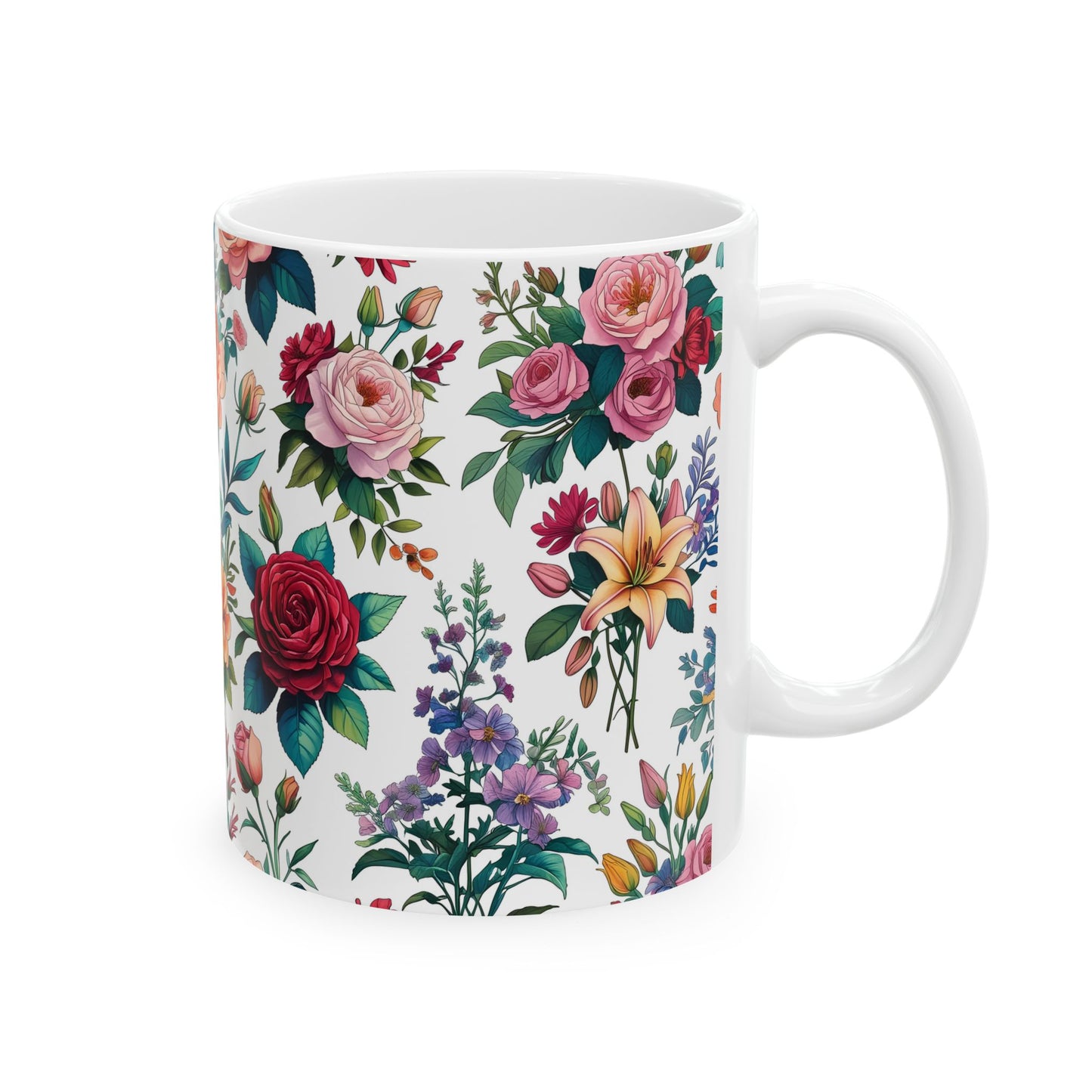 Floral Ceramic Mug - Perfect Gift, Coffee Mug, Tea Lover’s Gift, Kitchen Decor, Birthday Present, Home Office