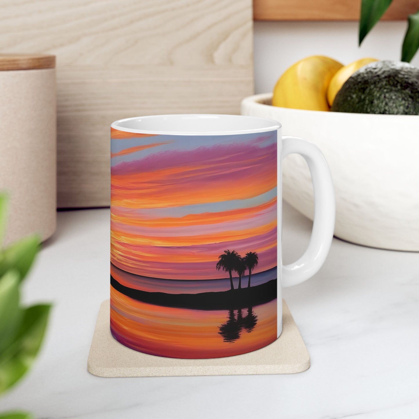 Tropical Sunset Ceramic Mug - Perfect for Coffee Lovers & Beach Vibes