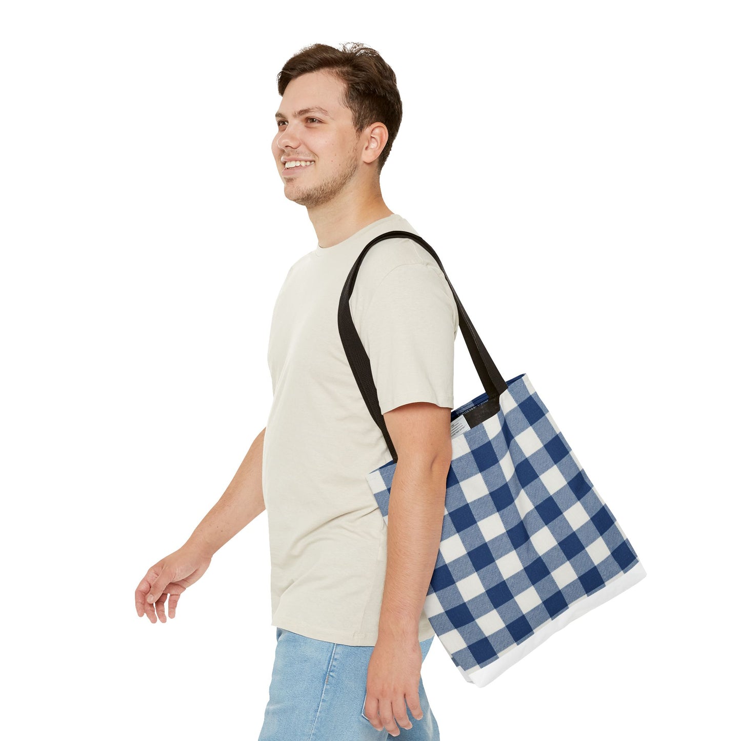 Stylish Blue Checkered Shopping Bag - Perfect for Everyday Use