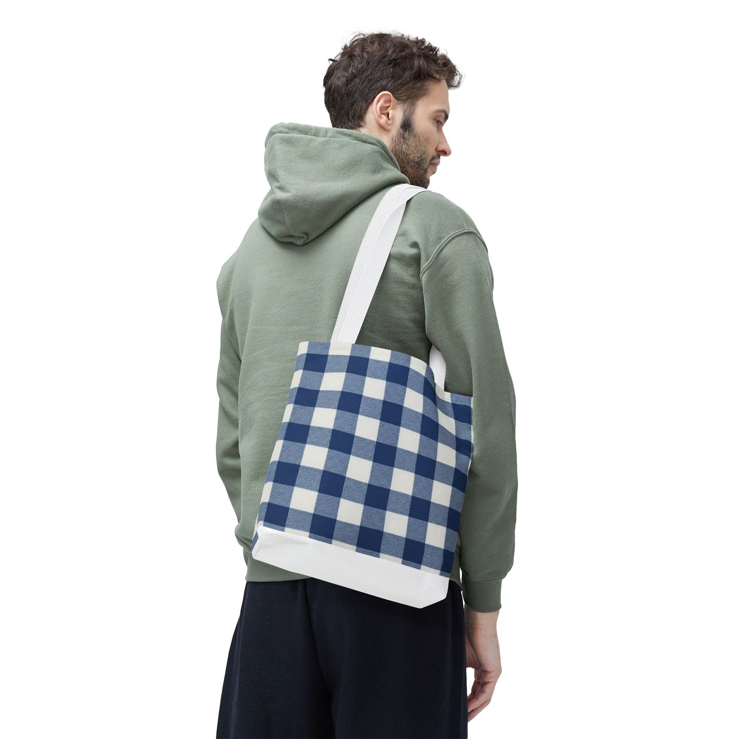 Stylish Blue Checkered Shopping Bag - Perfect for Everyday Use