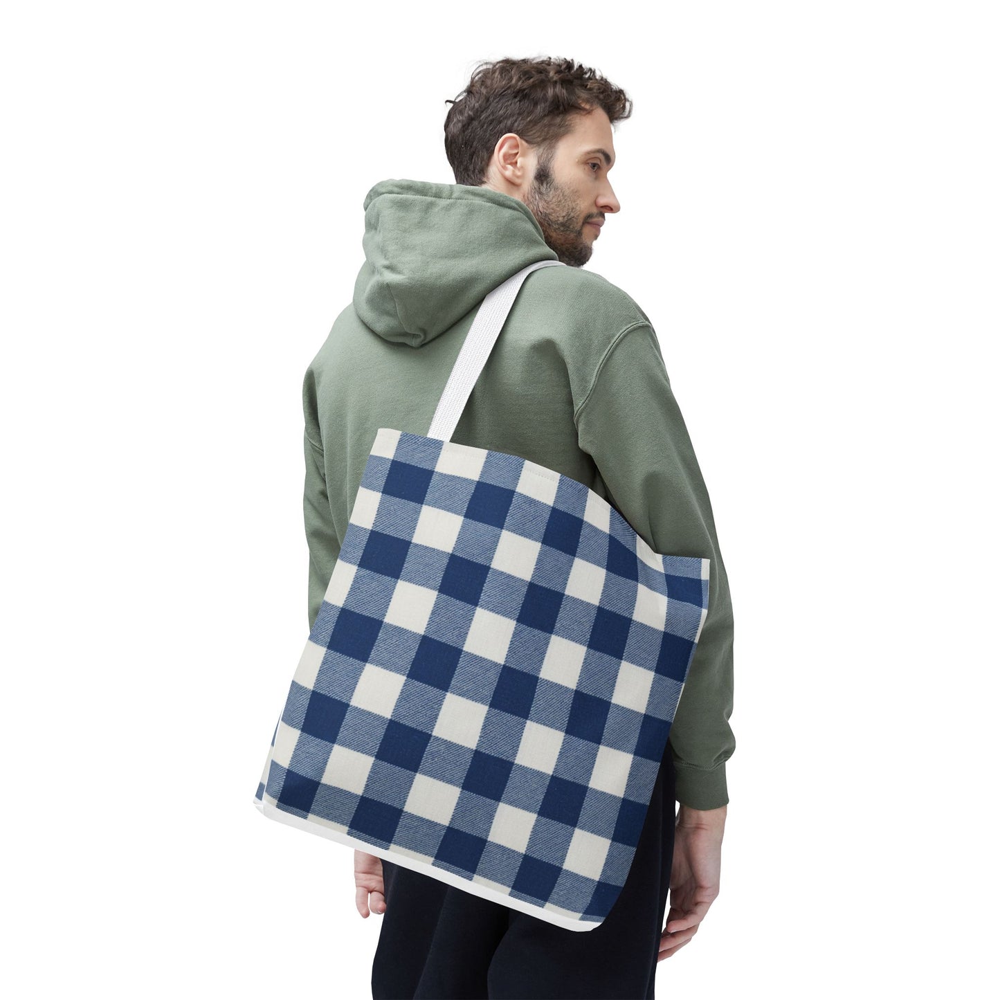 Stylish Blue Checkered Shopping Bag - Perfect for Everyday Use