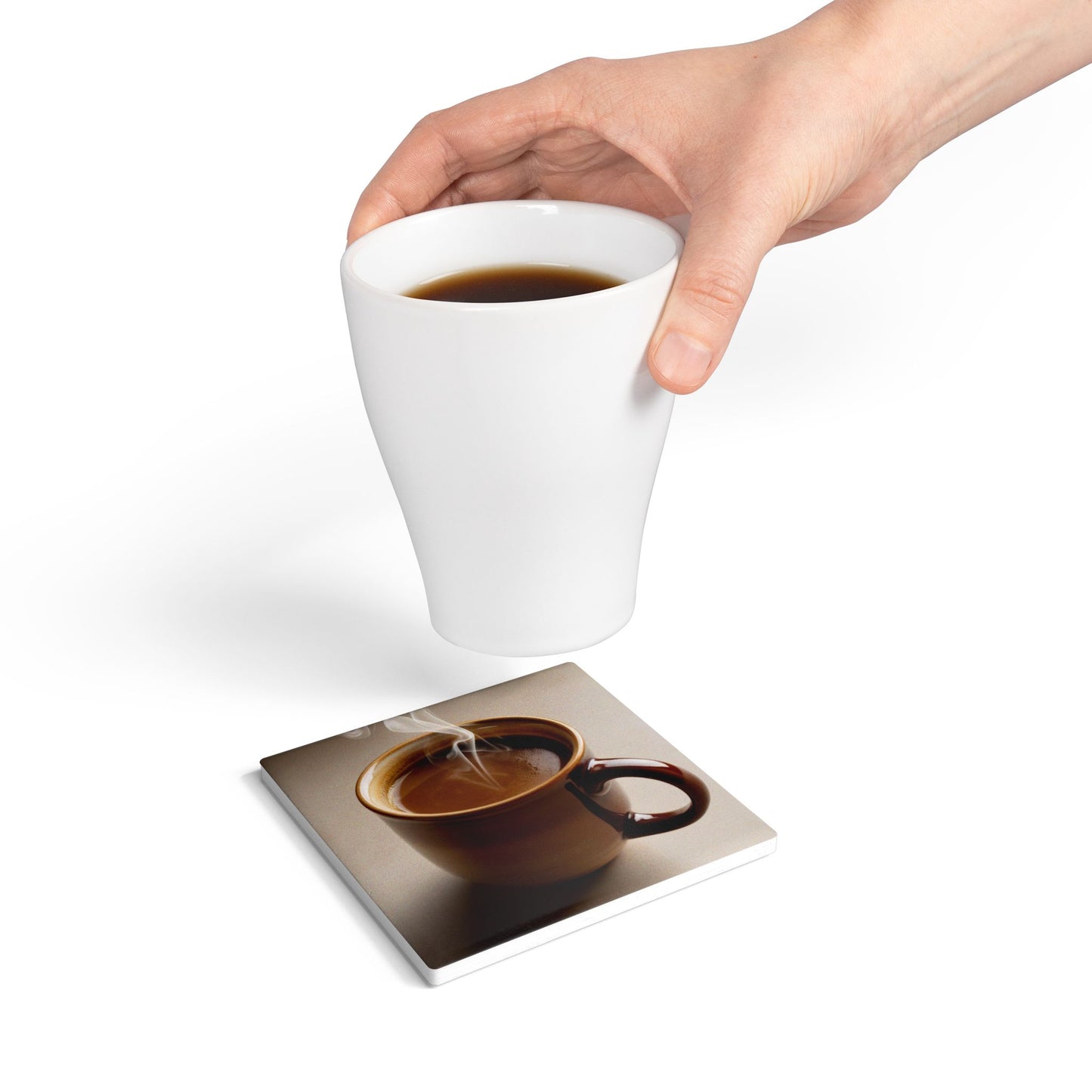 Elegant Ceramic Coaster with Coffee Design | Perfect for Home Decor & Gifts