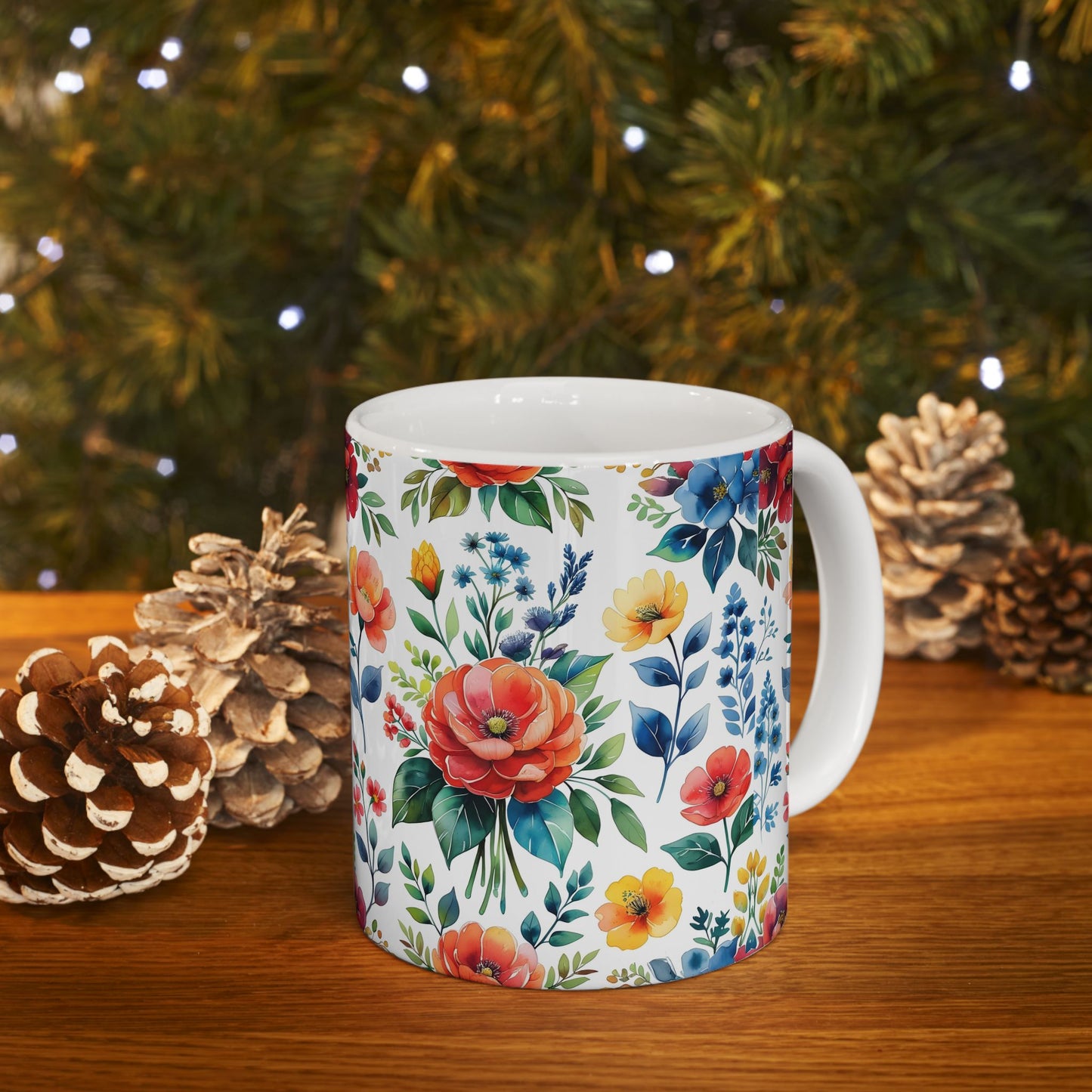 Floral Ceramic Mug, Gift for Garden Lovers, Tea Coffee Cup, Mother's Day, Home Decor, Floral Art