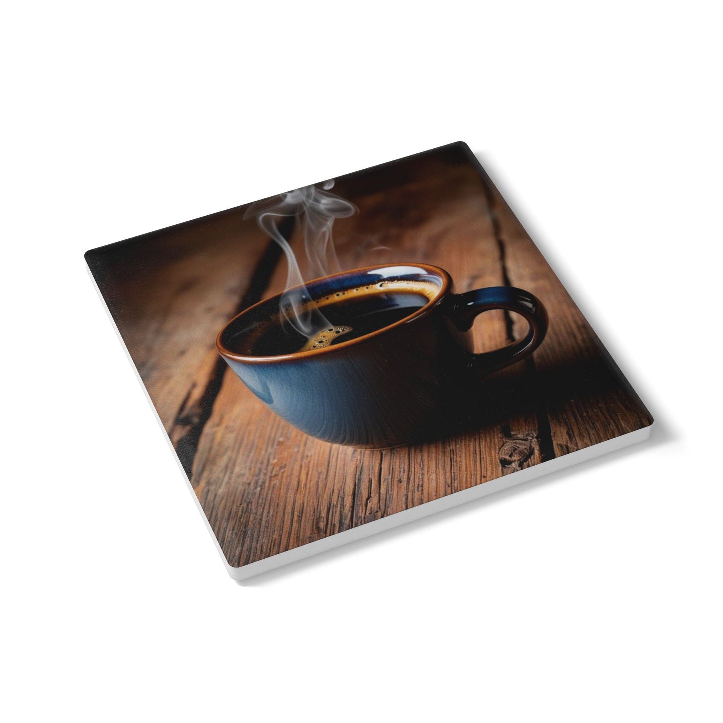 Ceramic Coaster with Coffee Cup Design - Perfect for Home or Cafe Use