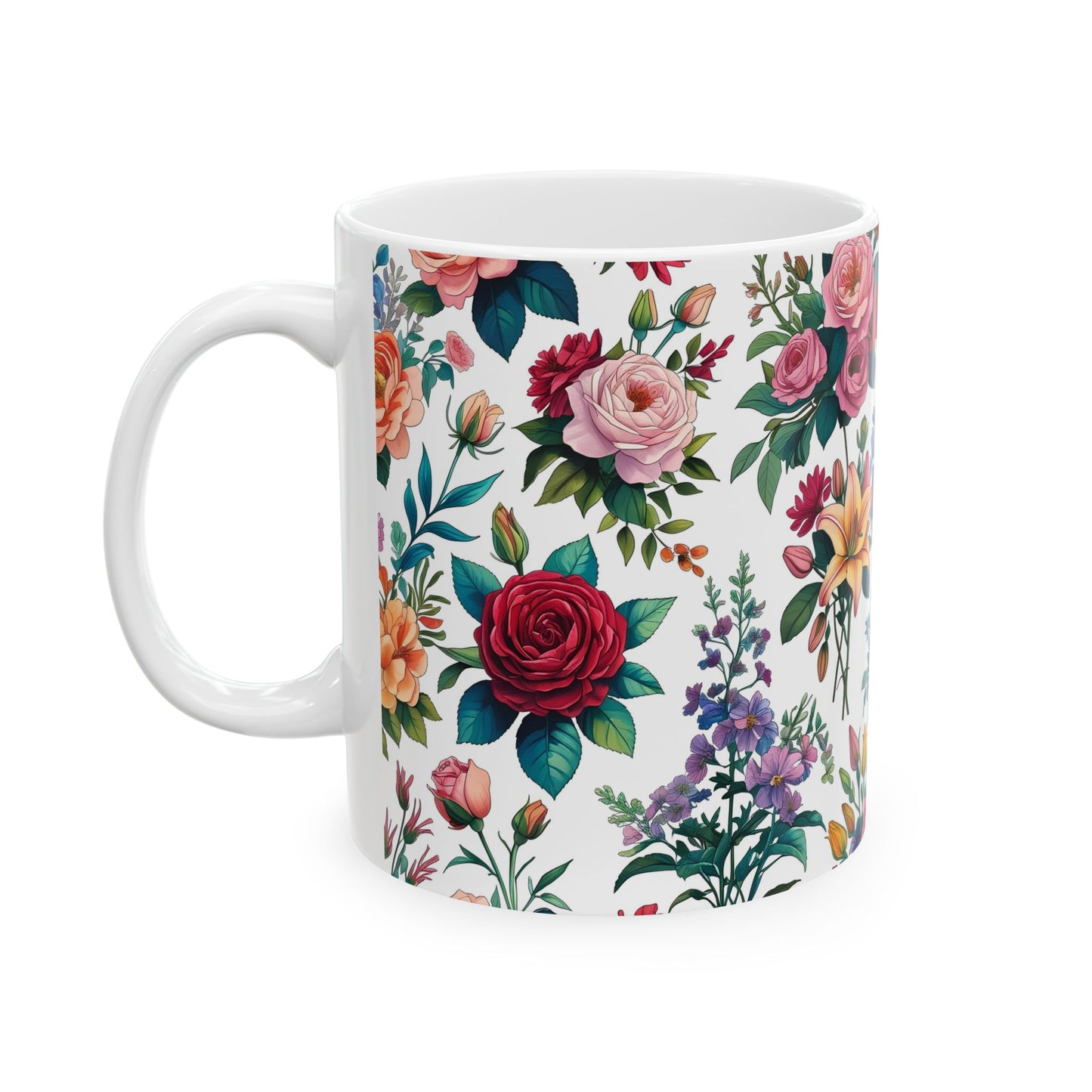 Floral Ceramic Mug - Perfect Gift, Coffee Mug, Tea Lover’s Gift, Kitchen Decor, Birthday Present, Home Office