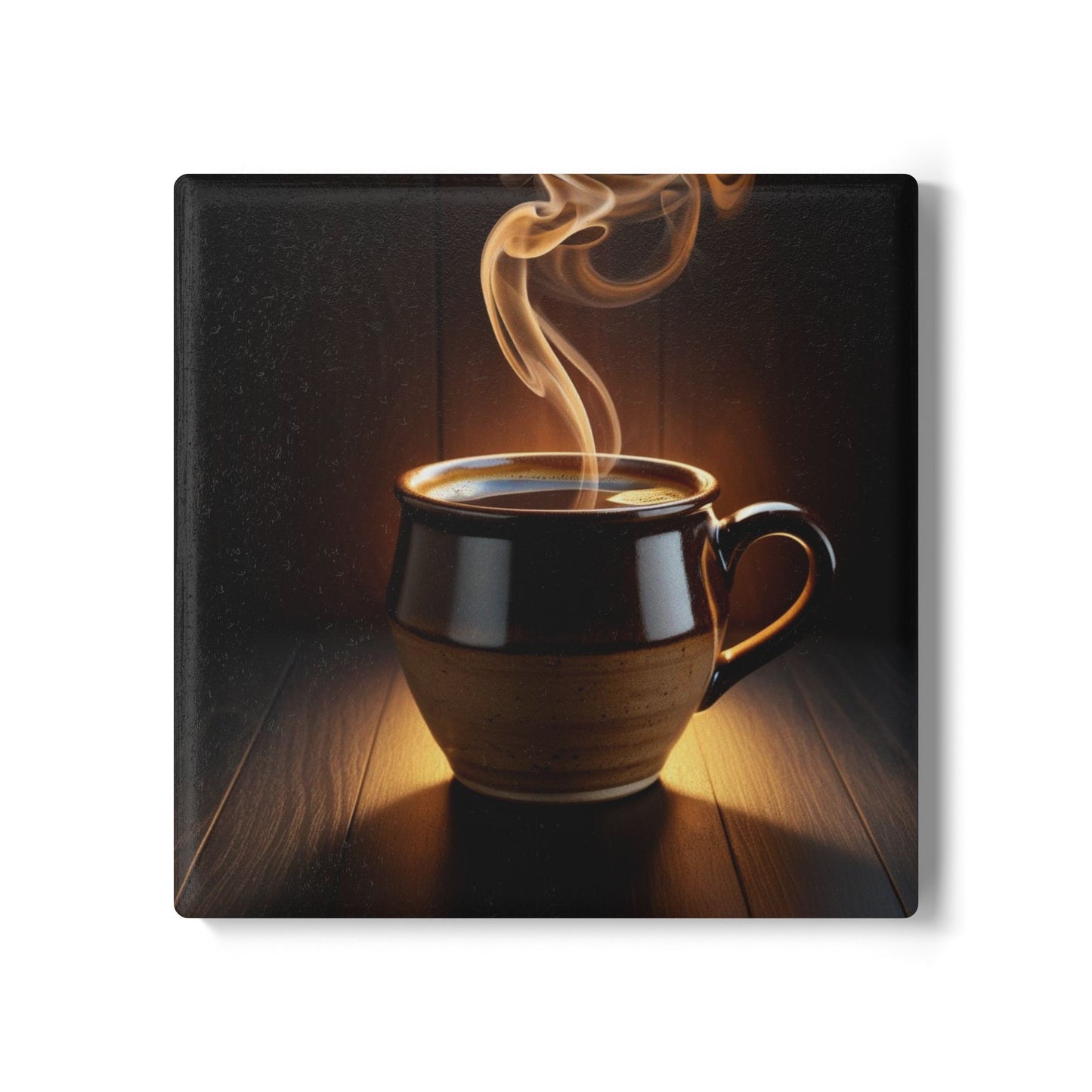 Rustic Ceramic Coaster with Coffee Steam Design - Perfect for Home Decor & Gifts