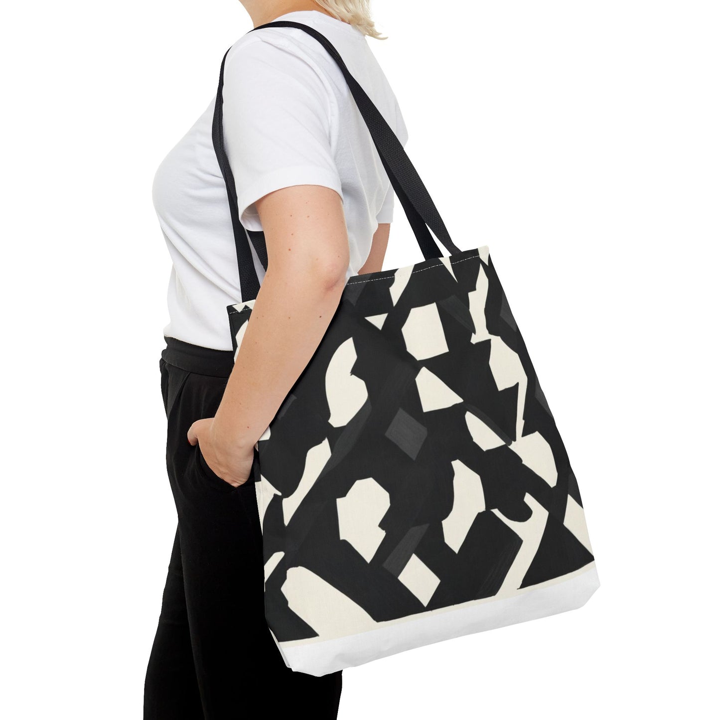 Modern Black and White Abstract Shopping Bag – Stylish, Versatile Carryall for Daily Use
