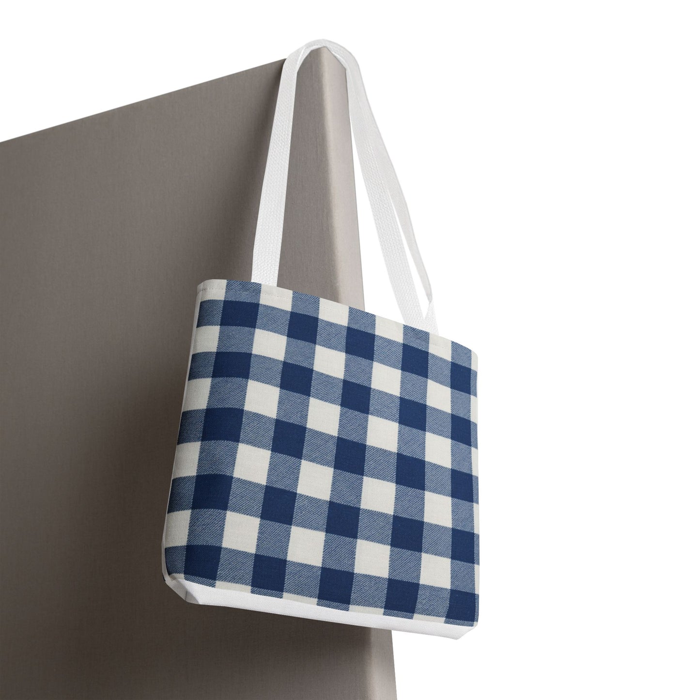 Stylish Blue Checkered Shopping Bag - Perfect for Everyday Use