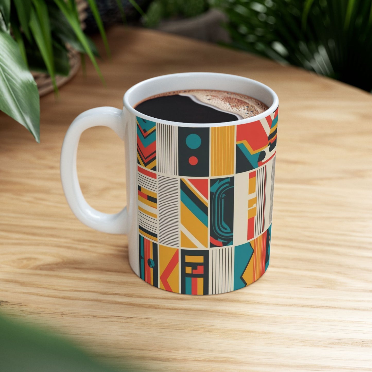 Modern Geometric Ceramic Mug - Vibrant Design for Coffee & Tea Lovers
