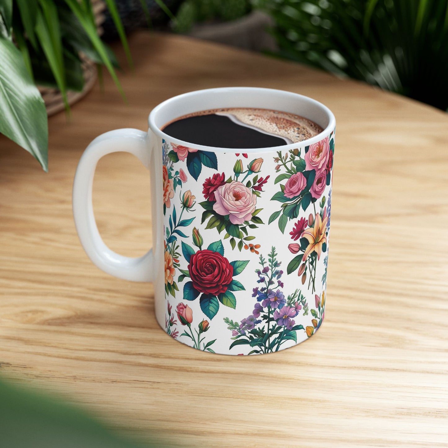 Floral Ceramic Mug - Perfect Gift, Coffee Mug, Tea Lover’s Gift, Kitchen Decor, Birthday Present, Home Office