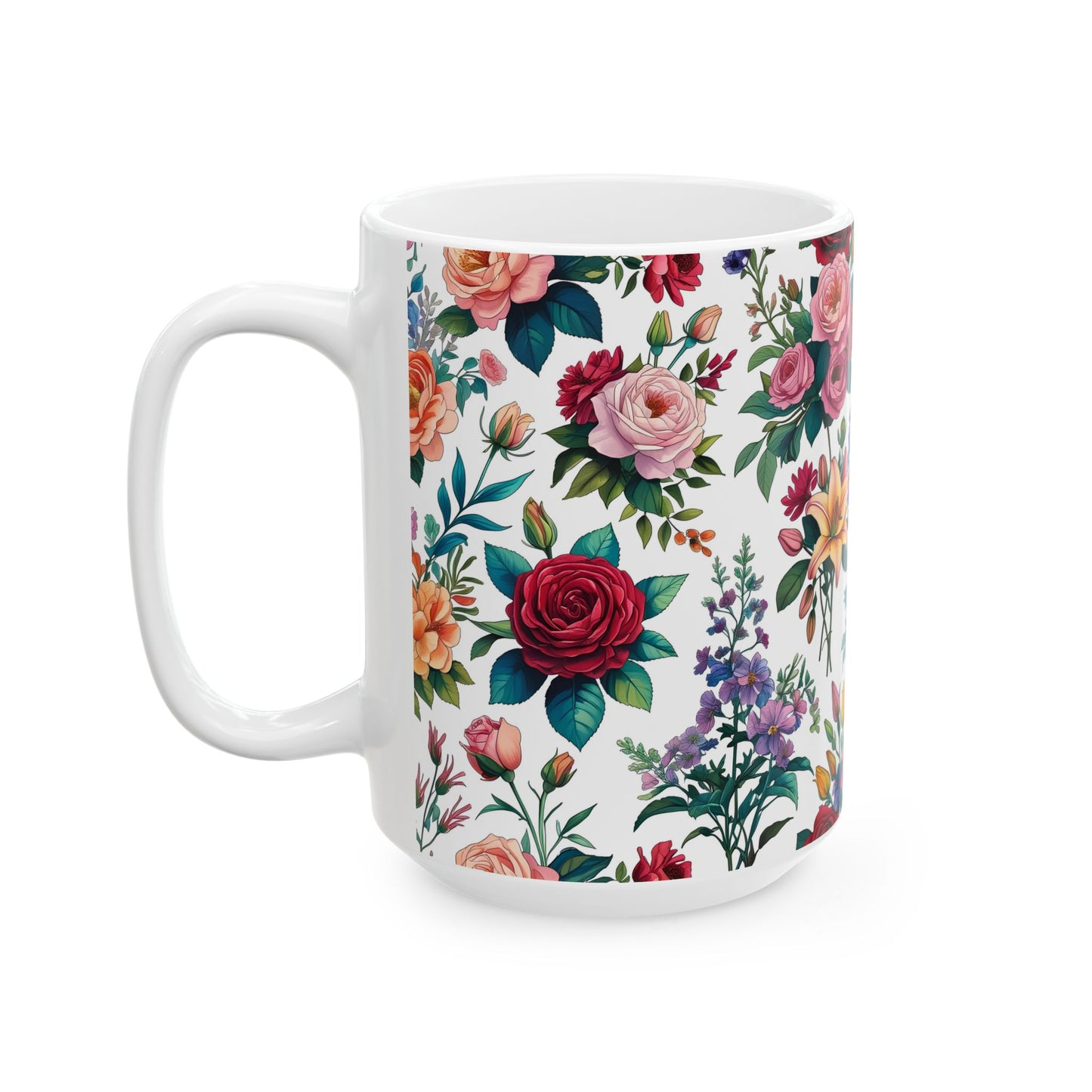Floral Ceramic Mug - Perfect Gift, Coffee Mug, Tea Lover’s Gift, Kitchen Decor, Birthday Present, Home Office