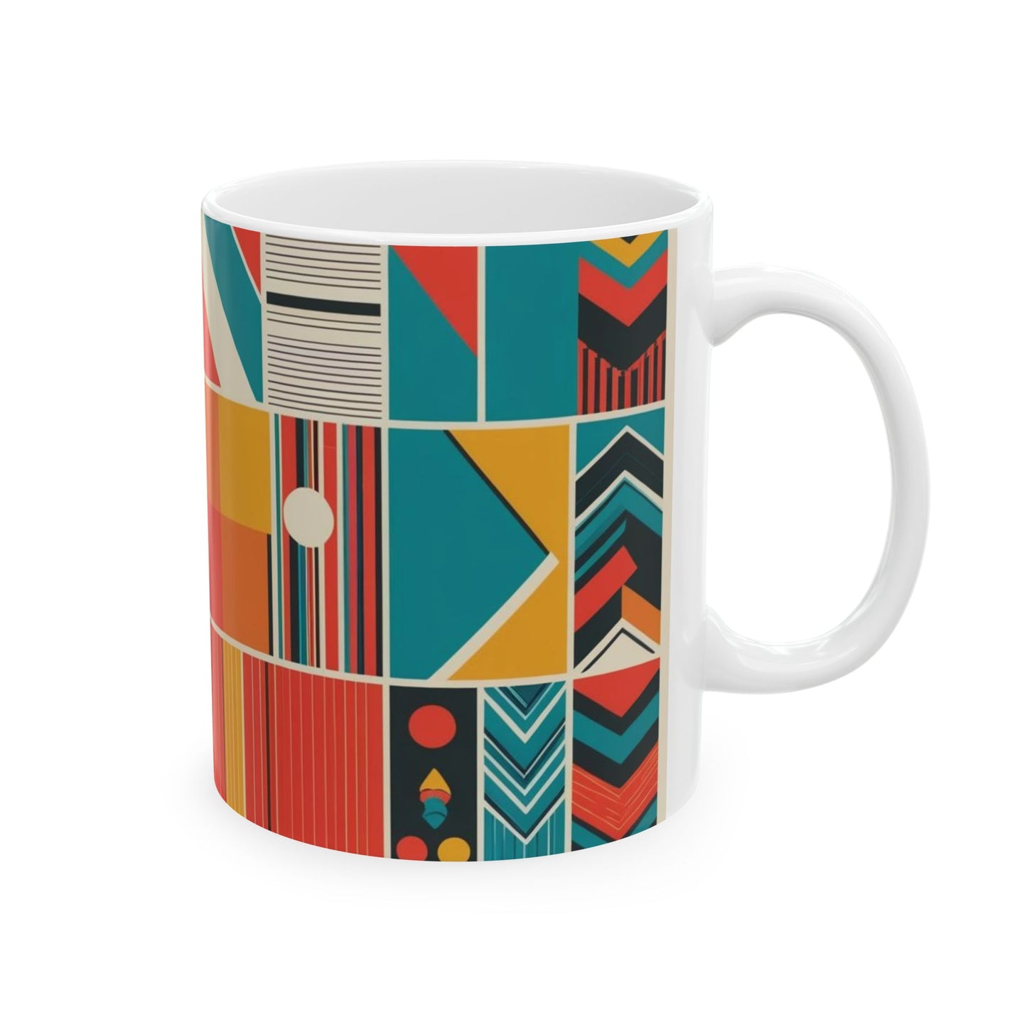 Modern Geometric Ceramic Mug - Vibrant Design for Coffee & Tea Lovers
