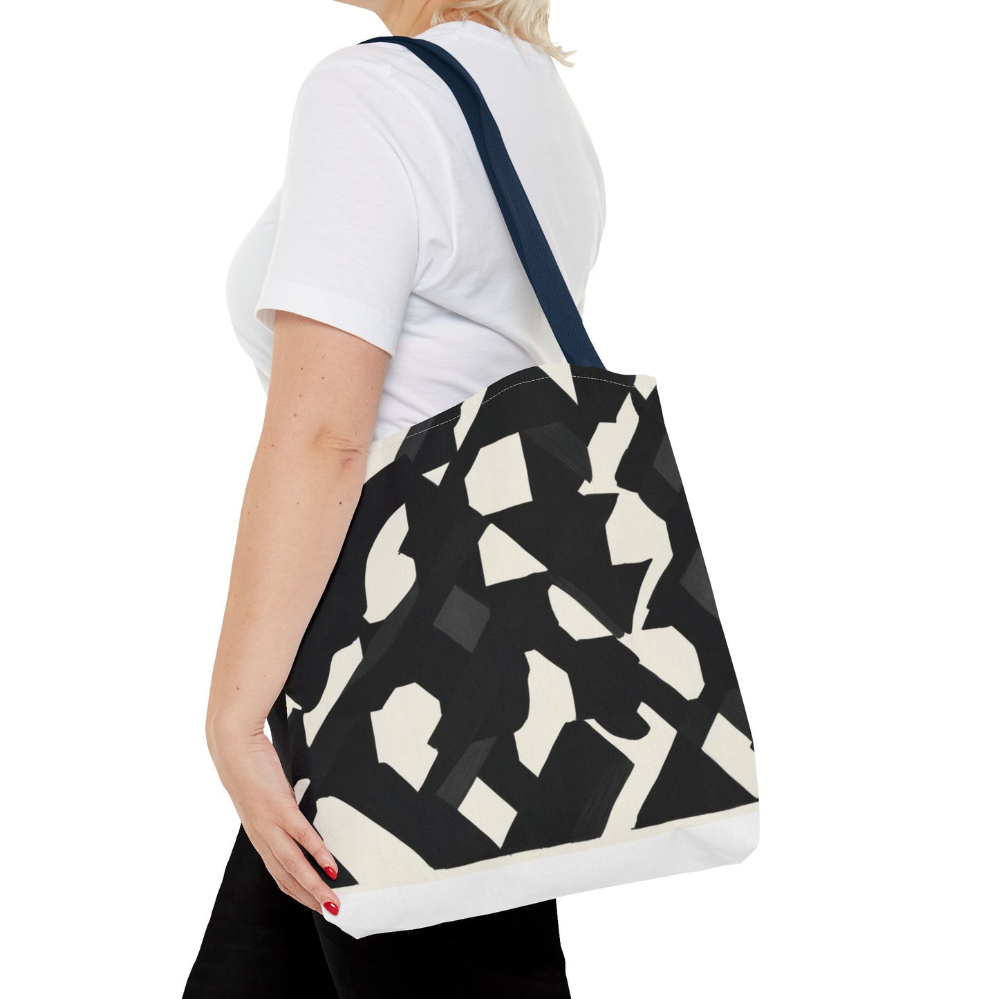 Modern Black and White Abstract Shopping Bag – Stylish, Versatile Carryall for Daily Use