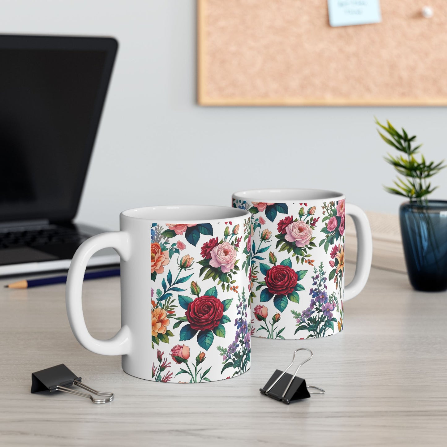 Floral Ceramic Mug - Perfect Gift, Coffee Mug, Tea Lover’s Gift, Kitchen Decor, Birthday Present, Home Office