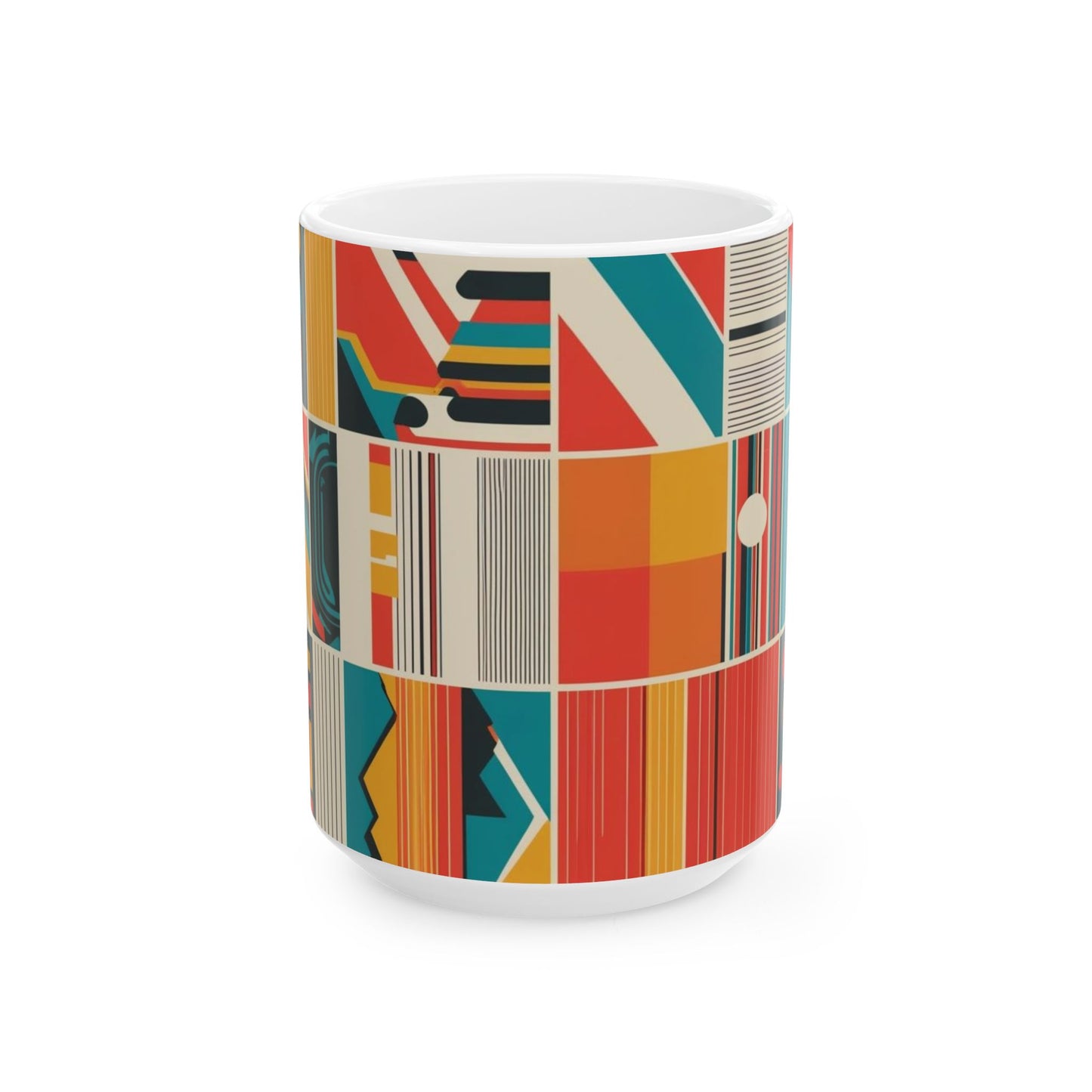Modern Geometric Ceramic Mug - Vibrant Design for Coffee & Tea Lovers