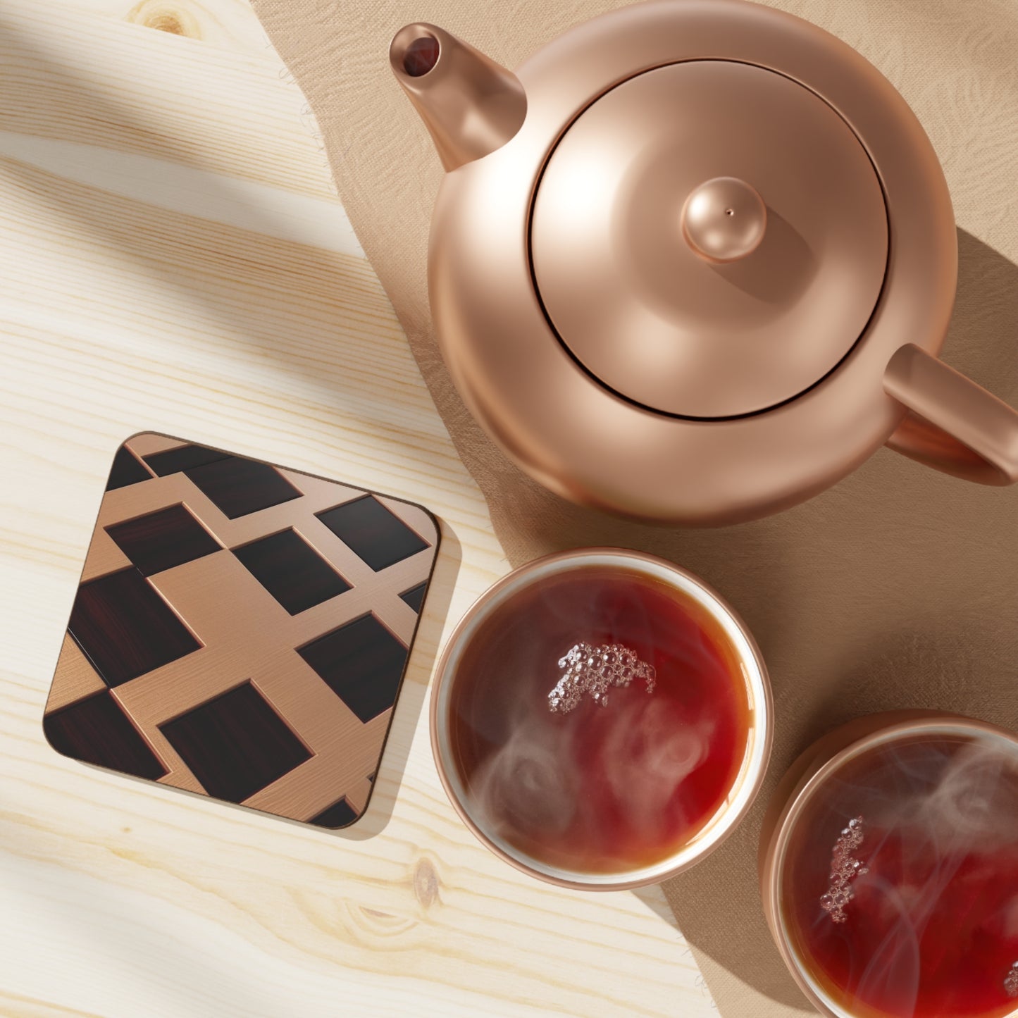 Elegant Wooden Coasters - Stylish Hardboard Back Coasters for Home & Office
