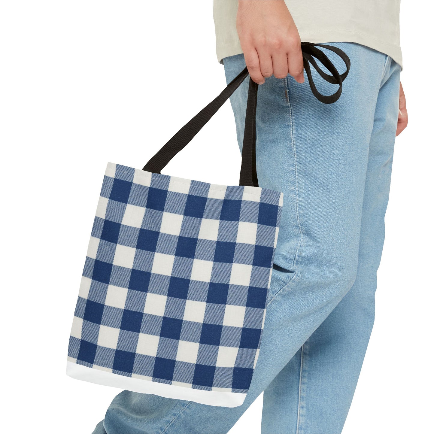 Stylish Blue Checkered Shopping Bag - Perfect for Everyday Use