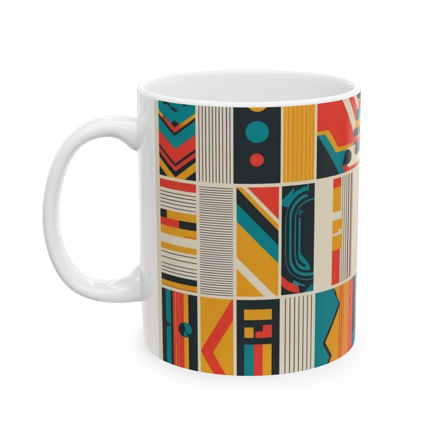Modern Geometric Ceramic Mug - Vibrant Design for Coffee & Tea Lovers