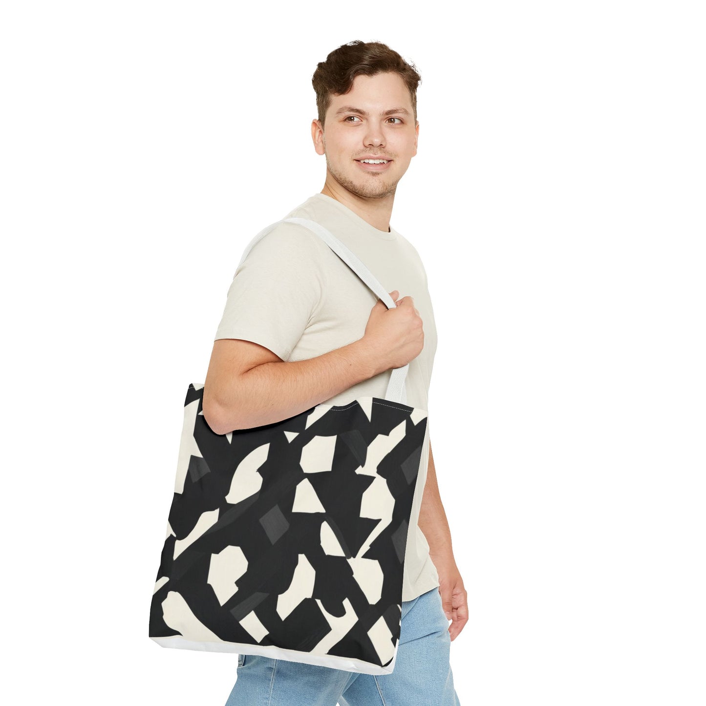 Modern Black and White Abstract Shopping Bag – Stylish, Versatile Carryall for Daily Use