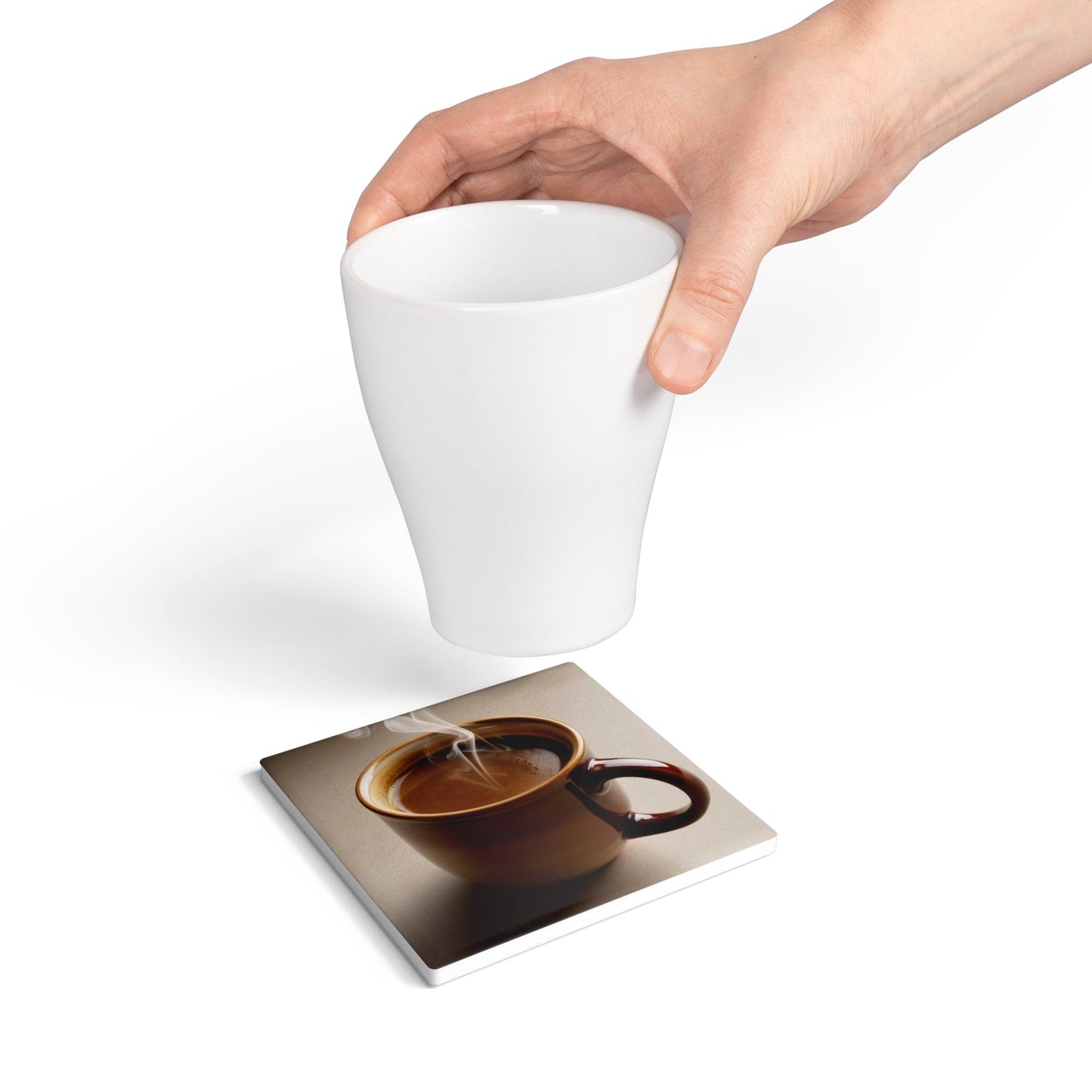 Elegant Ceramic Coaster with Coffee Design | Perfect for Home Decor & Gifts