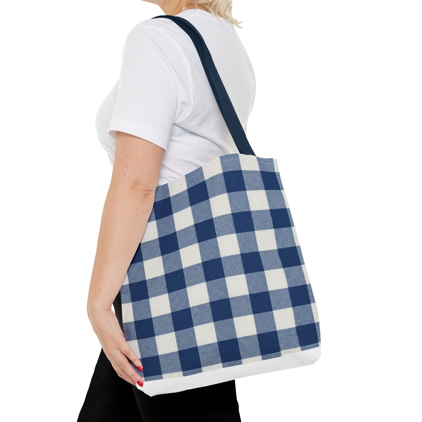 Stylish Blue Checkered Shopping Bag - Perfect for Everyday Use