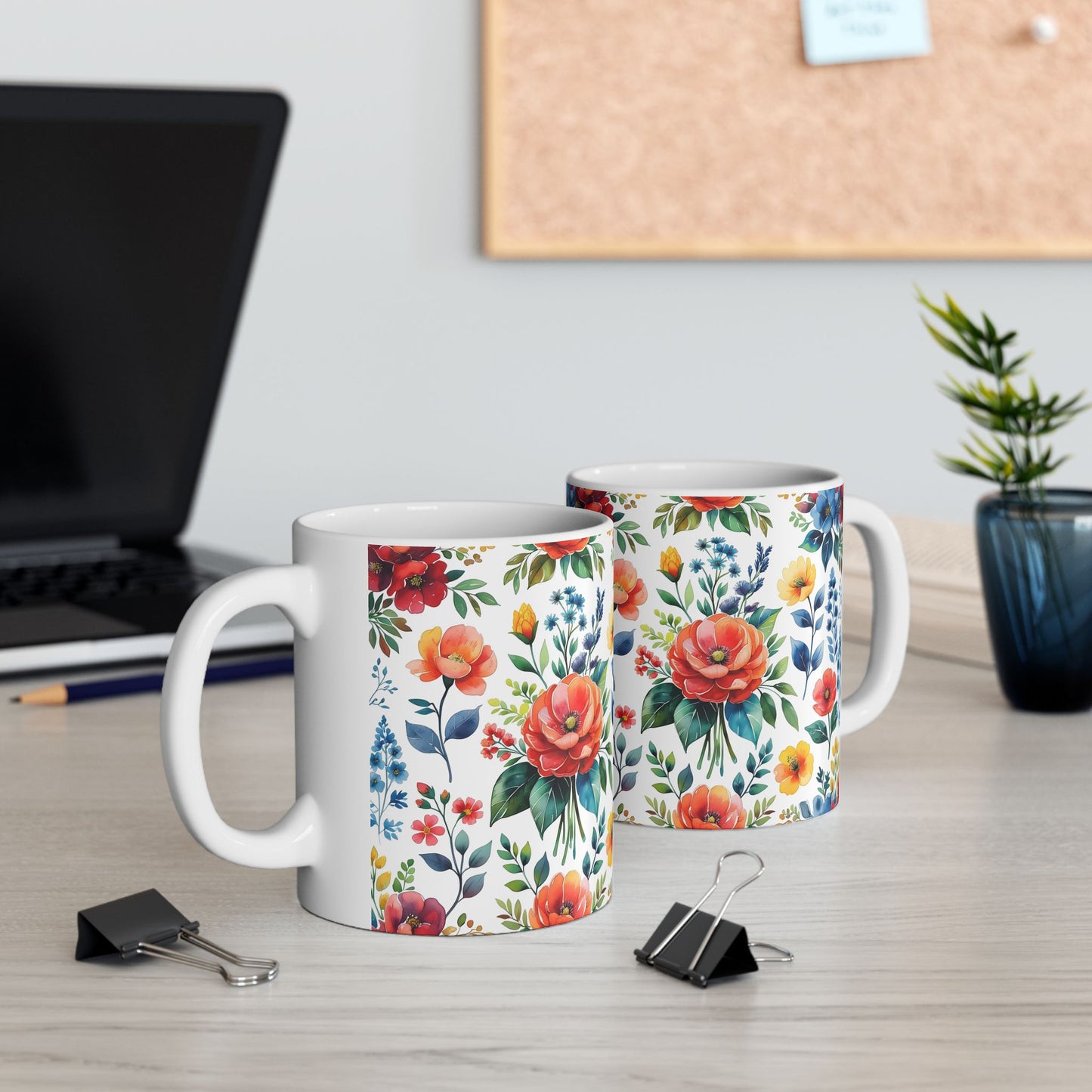 Floral Ceramic Mug, Gift for Garden Lovers, Tea Coffee Cup, Mother's Day, Home Decor, Floral Art