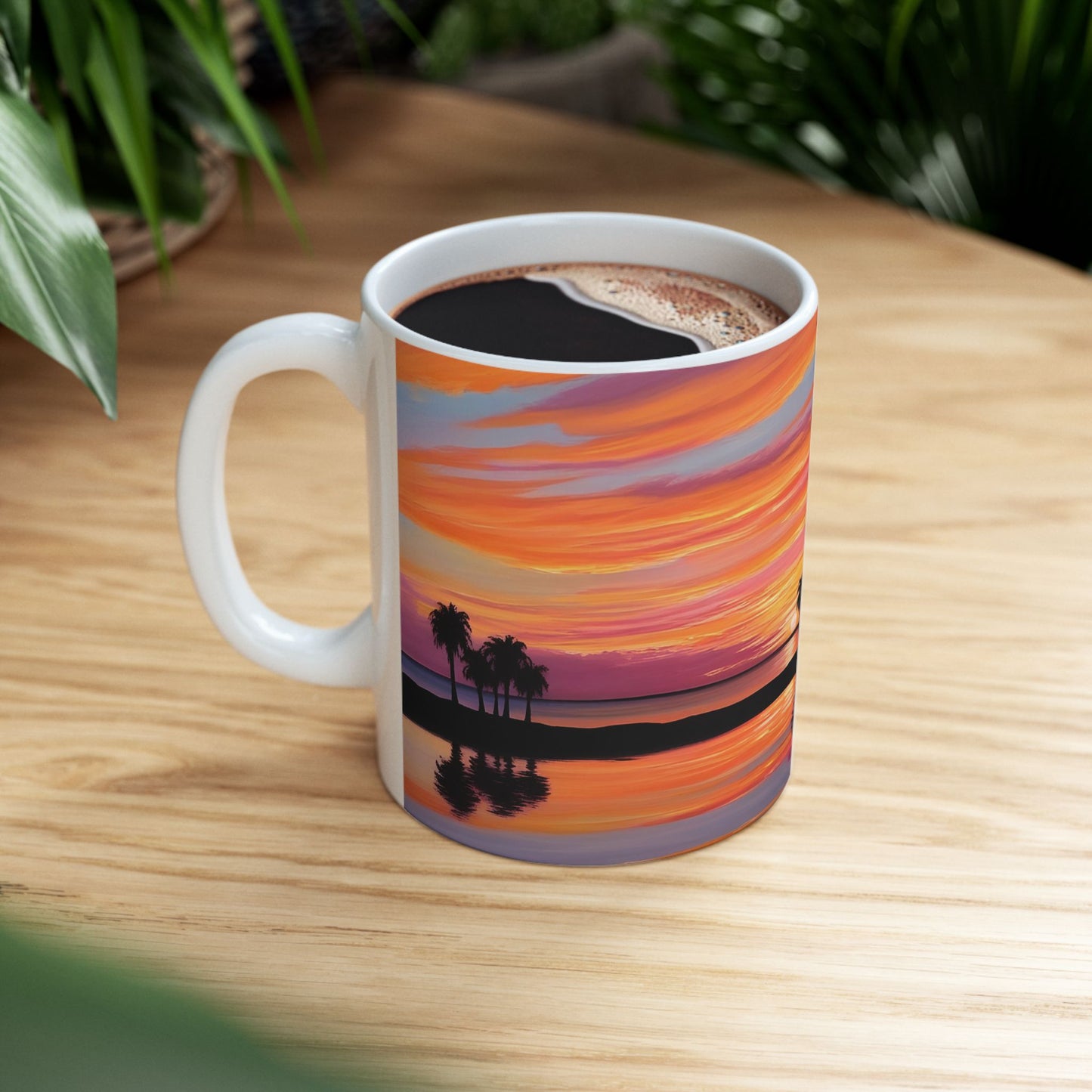 Tropical Sunset Ceramic Mug - Perfect for Coffee Lovers & Beach Vibes