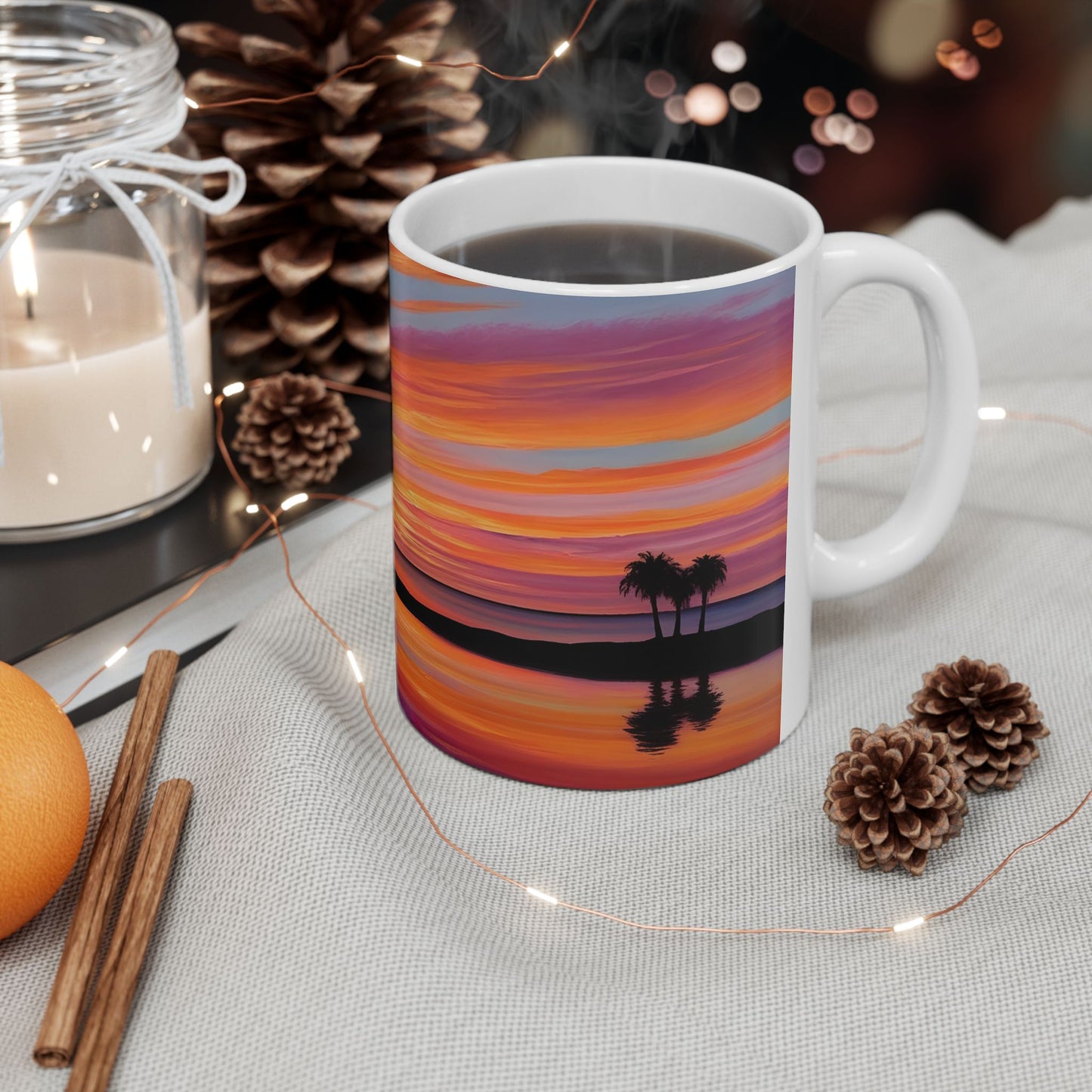 Tropical Sunset Ceramic Mug - Perfect for Coffee Lovers & Beach Vibes