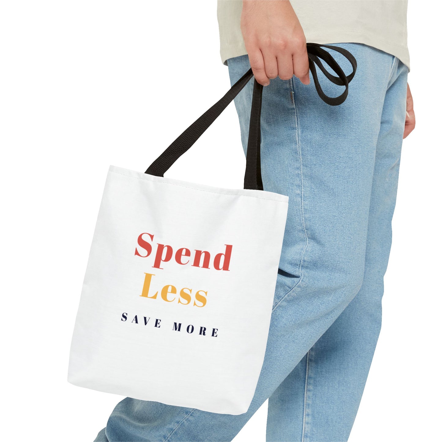 Motivational Shopping Bag - 'Spend Less, Save More' - Eco-Friendly Shopping Bag