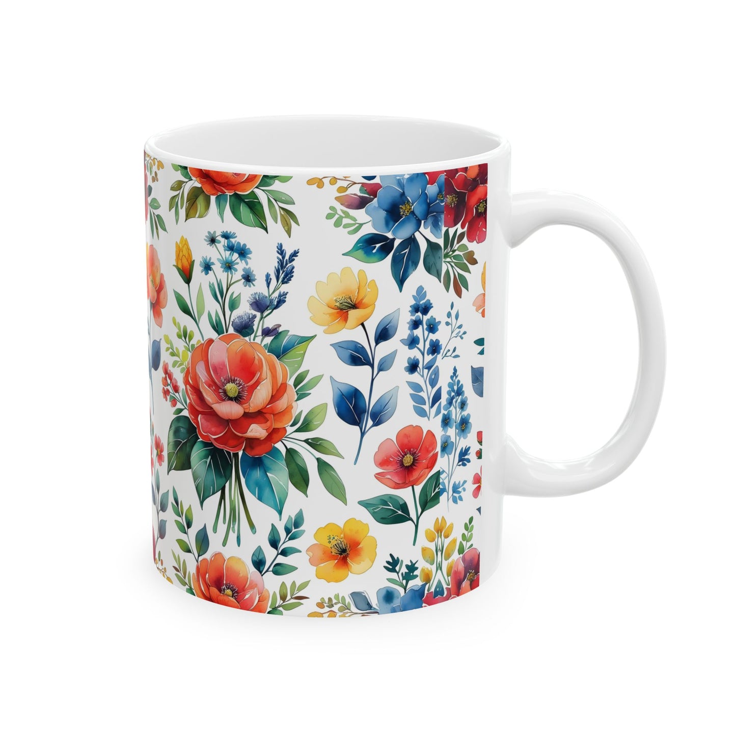 Floral Ceramic Mug, Gift for Garden Lovers, Tea Coffee Cup, Mother's Day, Home Decor, Floral Art