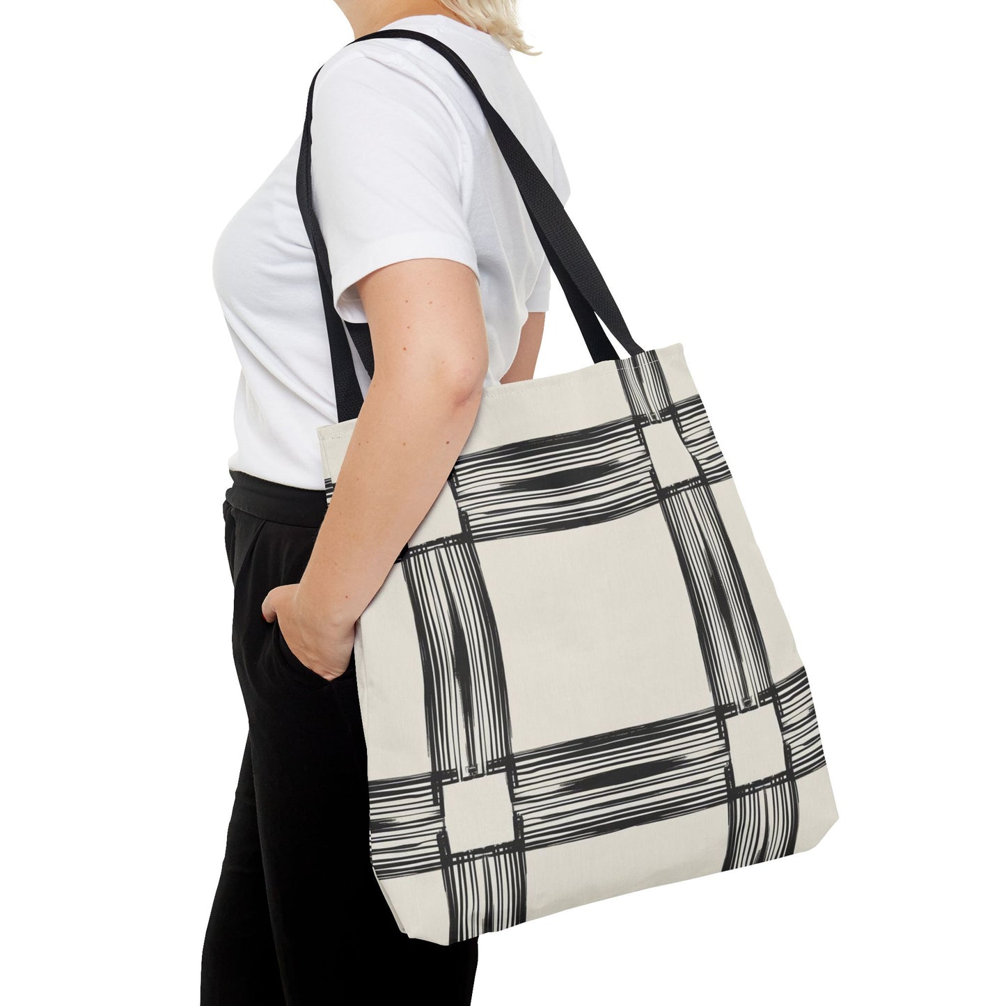 Stylish Minimalist Shopping Bag - Chic Black and White Design for Everyday Use