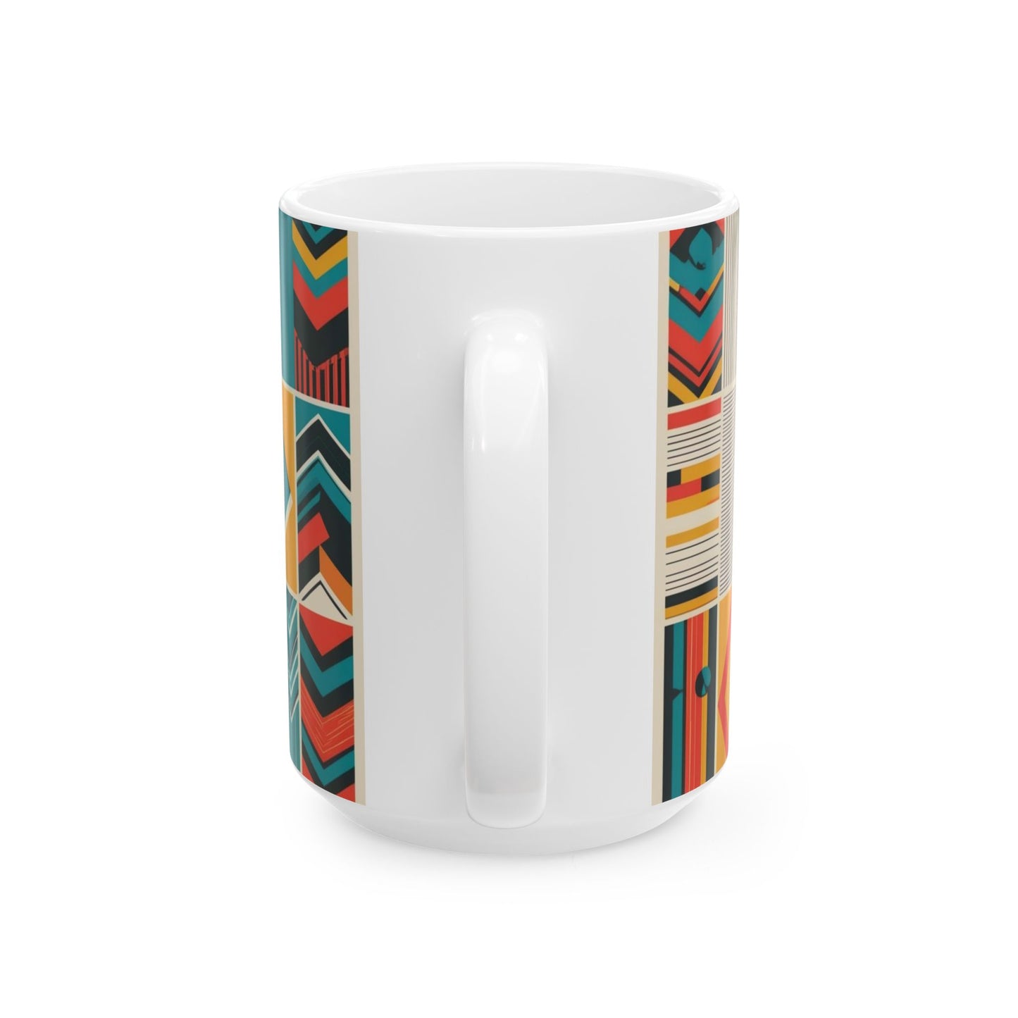 Modern Geometric Ceramic Mug - Vibrant Design for Coffee & Tea Lovers