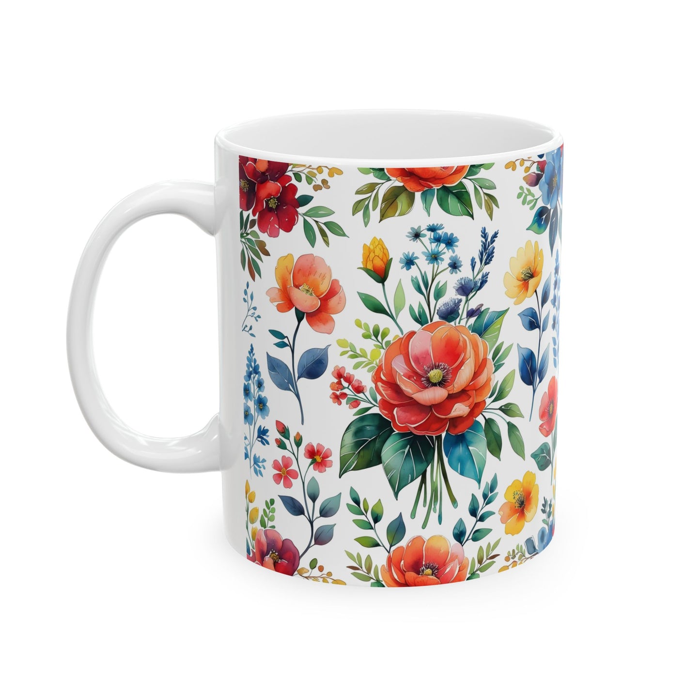 Floral Ceramic Mug, Gift for Garden Lovers, Tea Coffee Cup, Mother's Day, Home Decor, Floral Art