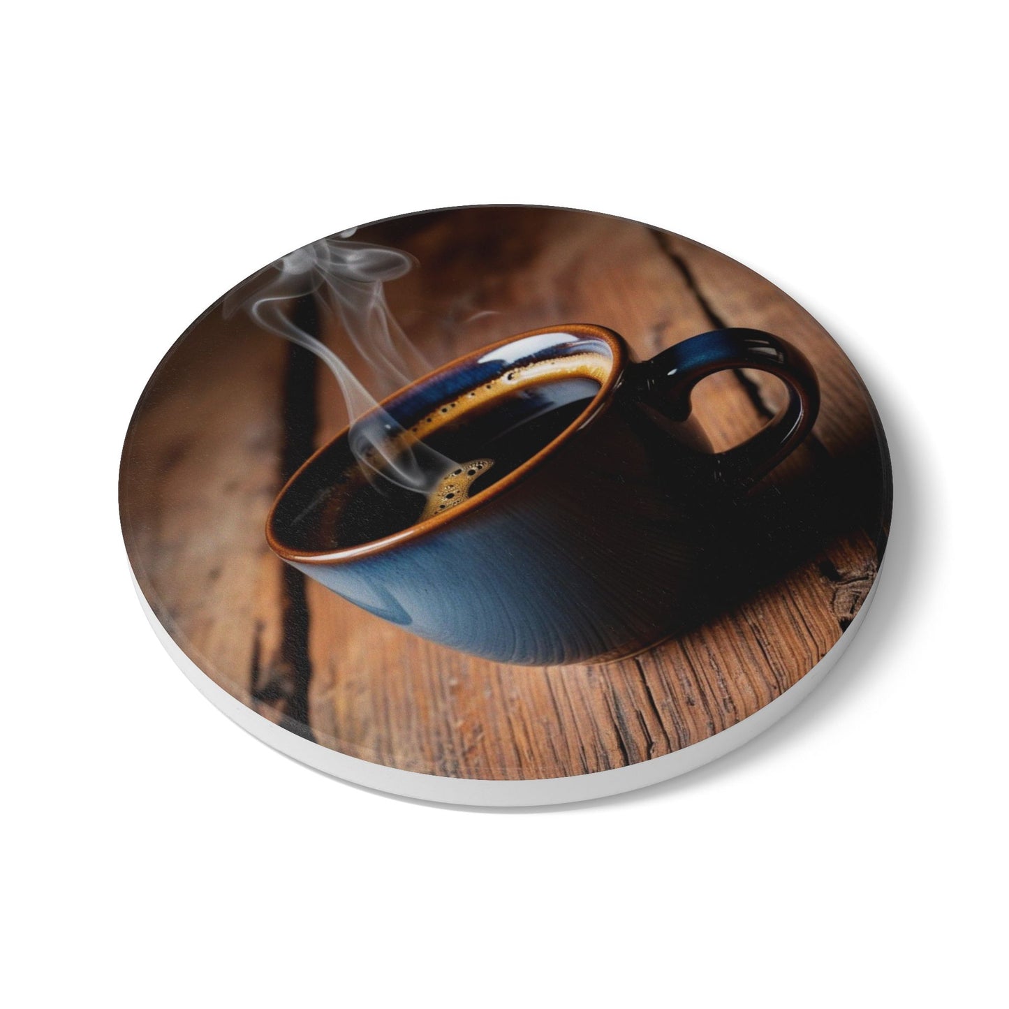 Ceramic Coaster with Coffee Cup Design - Perfect for Home or Cafe Use