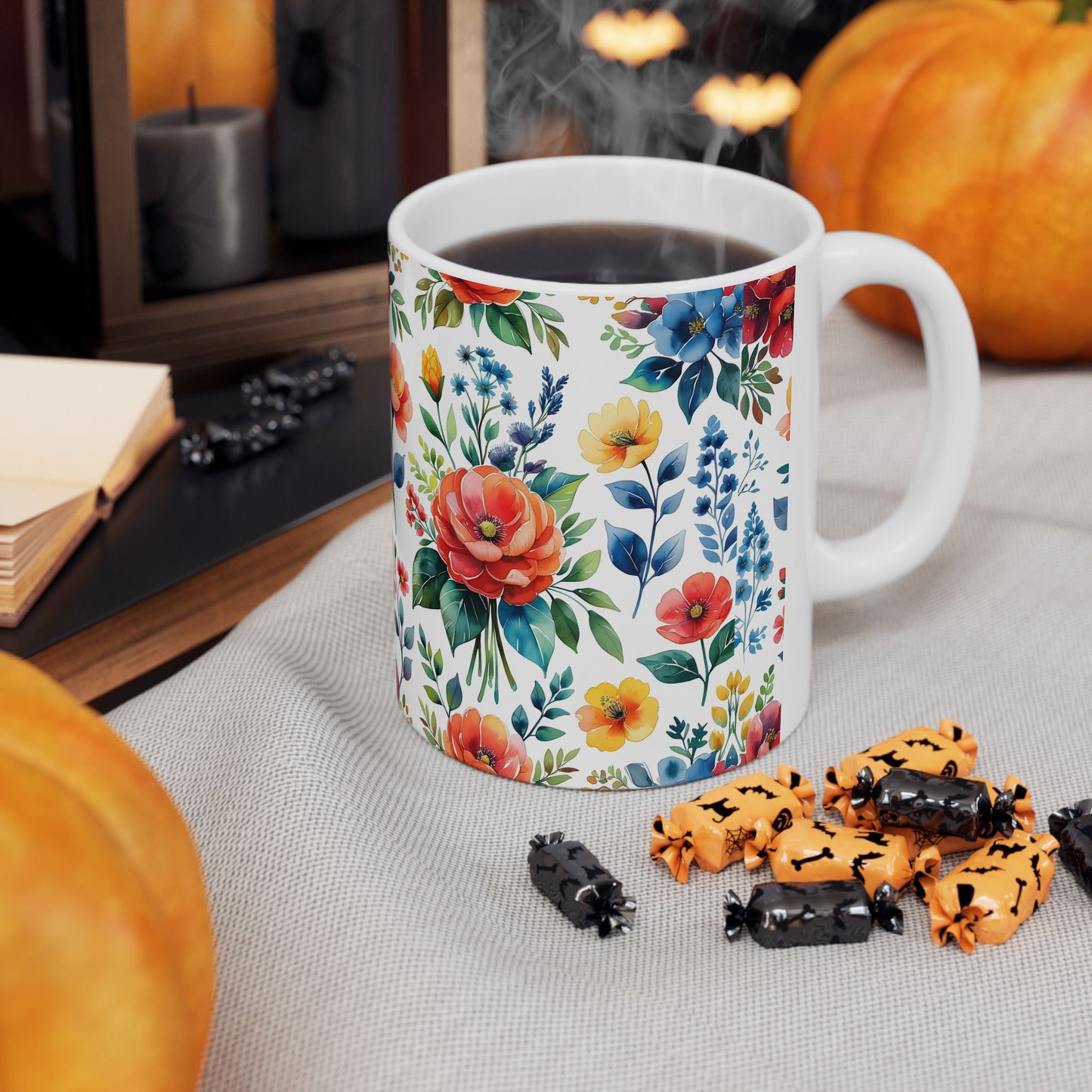 Floral Ceramic Mug, Gift for Garden Lovers, Tea Coffee Cup, Mother's Day, Home Decor, Floral Art