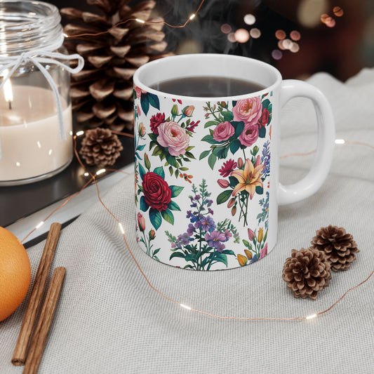 Floral Ceramic Mug - Perfect Gift, Coffee Mug, Tea Lover’s Gift, Kitchen Decor, Birthday Present, Home Office