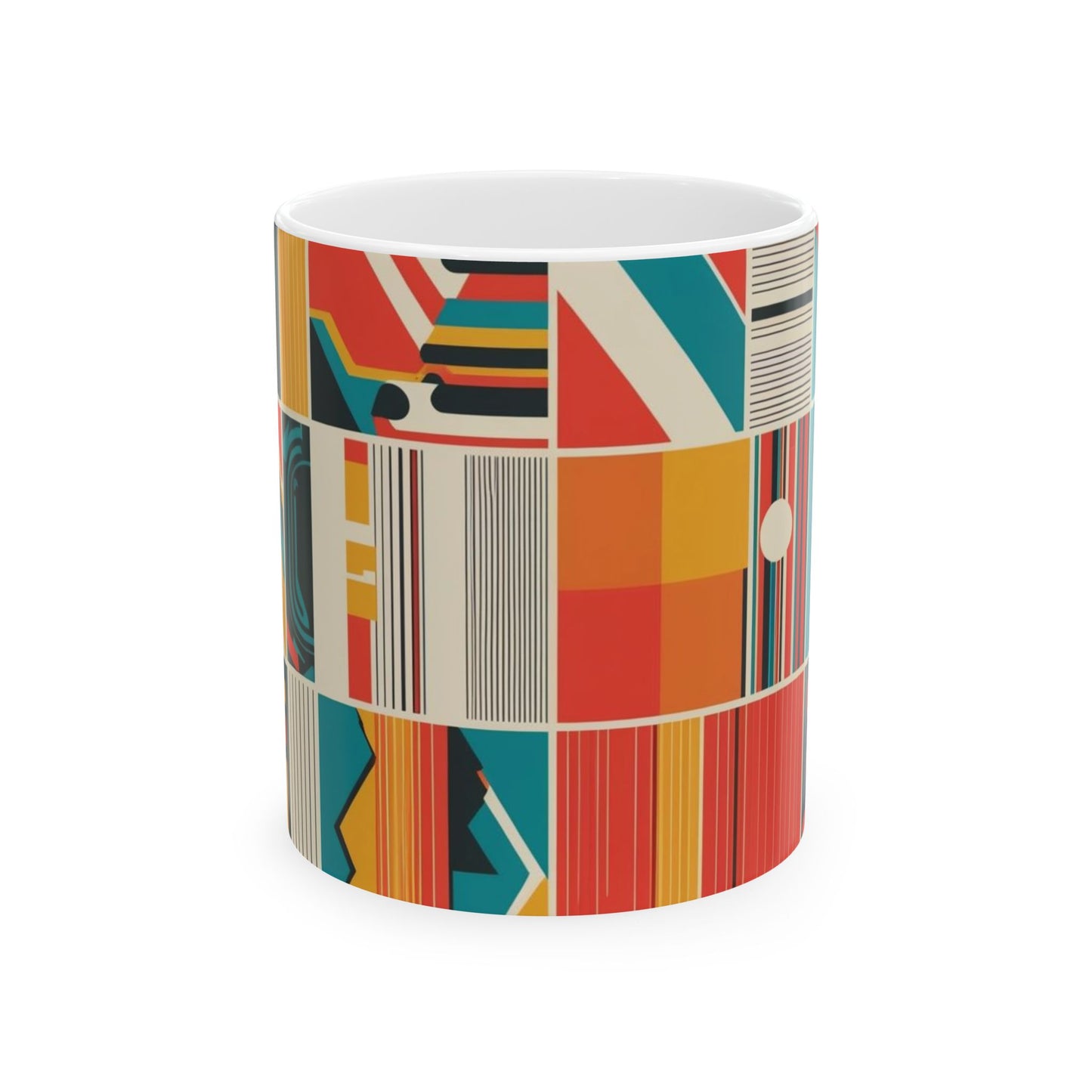 Modern Geometric Ceramic Mug - Vibrant Design for Coffee & Tea Lovers