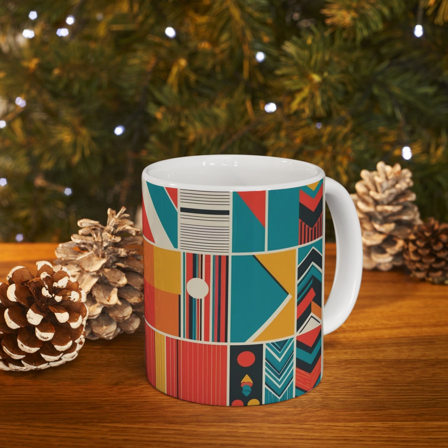 Modern Geometric Ceramic Mug - Vibrant Design for Coffee & Tea Lovers