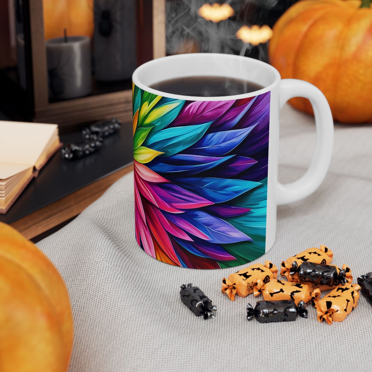 Vibrant Floral Ceramic Mug - Colorful Coffee Cup for Home & Office