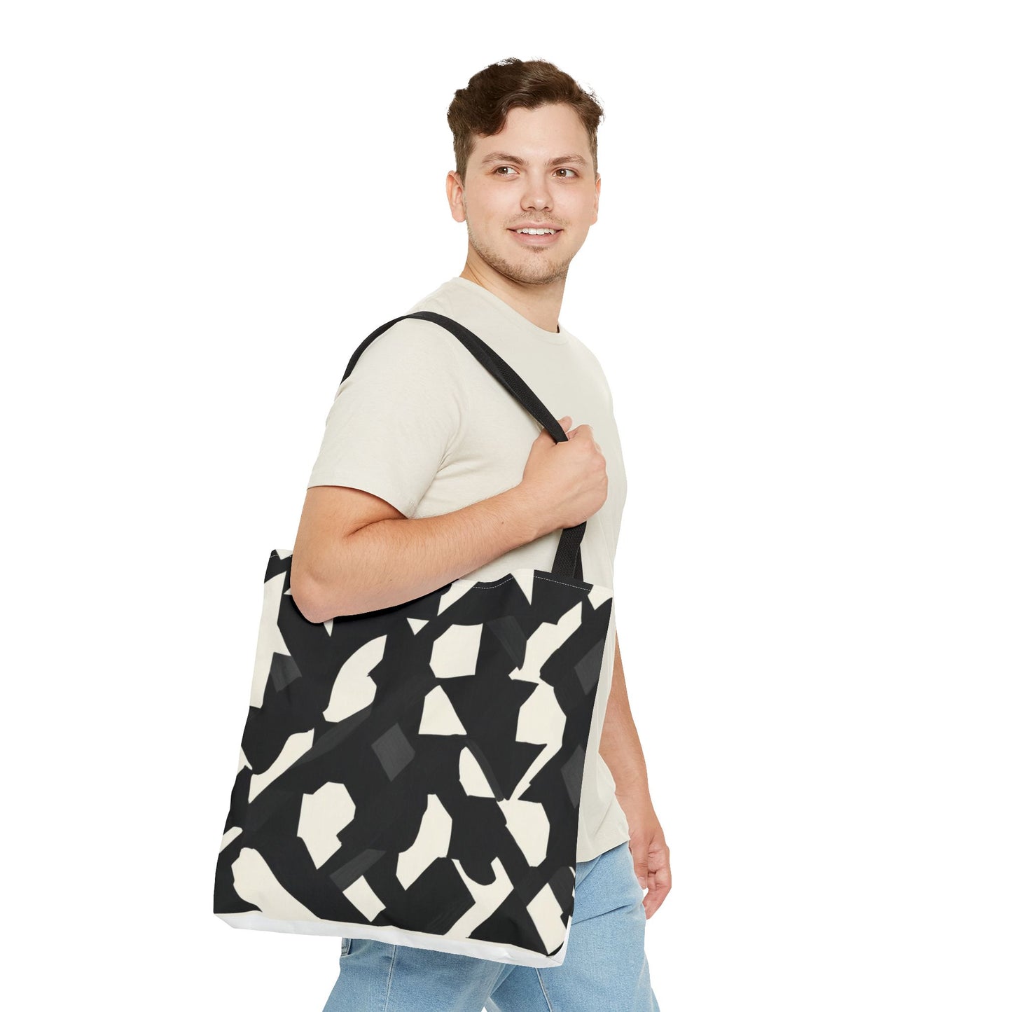 Modern Black and White Abstract Shopping Bag – Stylish, Versatile Carryall for Daily Use