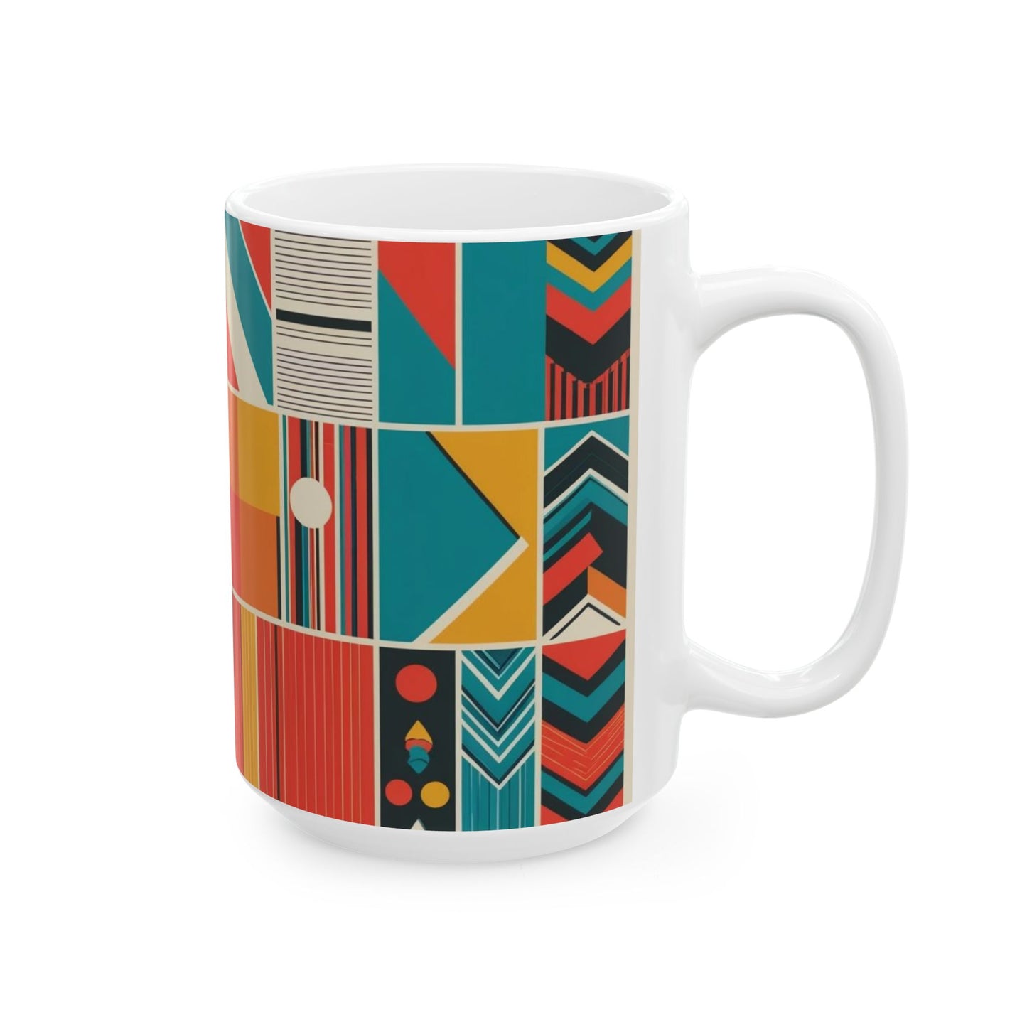 Modern Geometric Ceramic Mug - Vibrant Design for Coffee & Tea Lovers